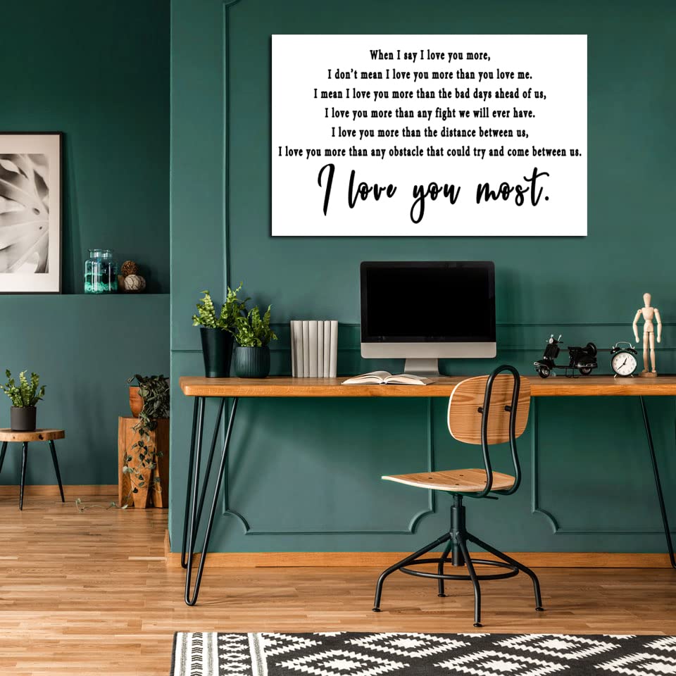 Love You More Sign Wall Art Love Quotes I Love You Most Canvas Print I Love You More Poems Black And White Wall Decor, Valentine