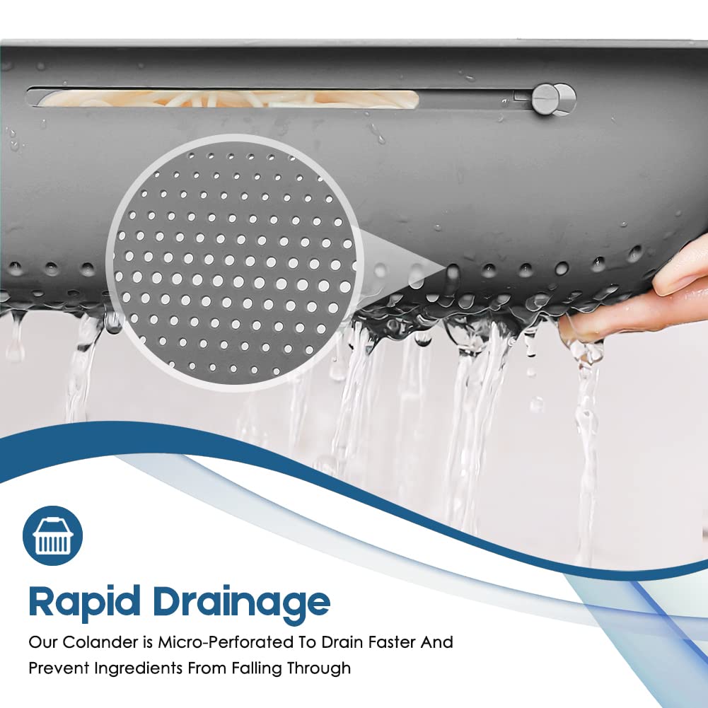Collapsible Colander Kitchen Extendable Strainer Fruits Vegetables Noodle Pasta Food Drain Basket Space-Saver Portable Drainer O