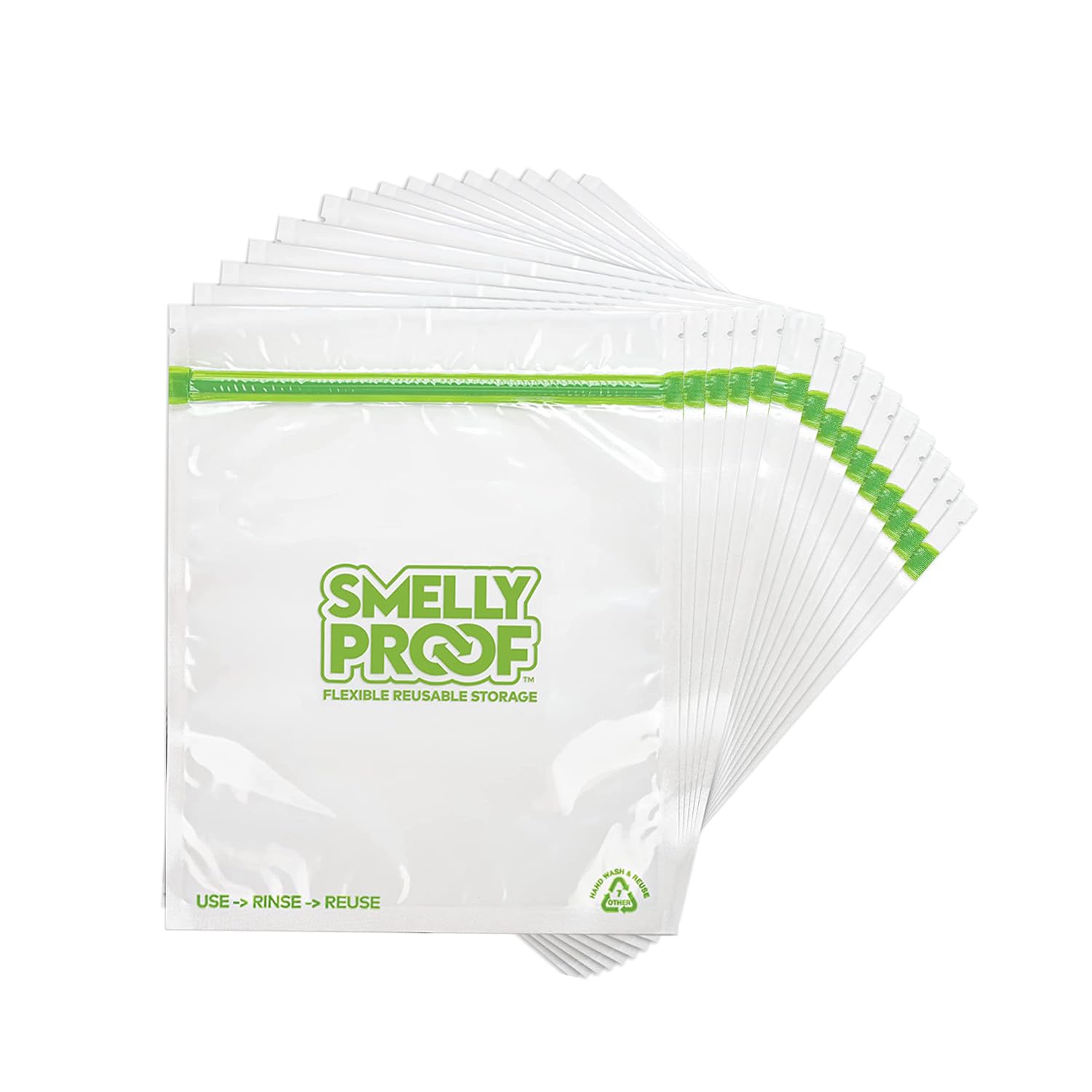 Reusable Food Storage Bags Designed & MFG by Smelly Proof, USA MADE, Dishwasher-Safe, Easy-To-Clean, NO PEVA & BPA FREE, Clear F