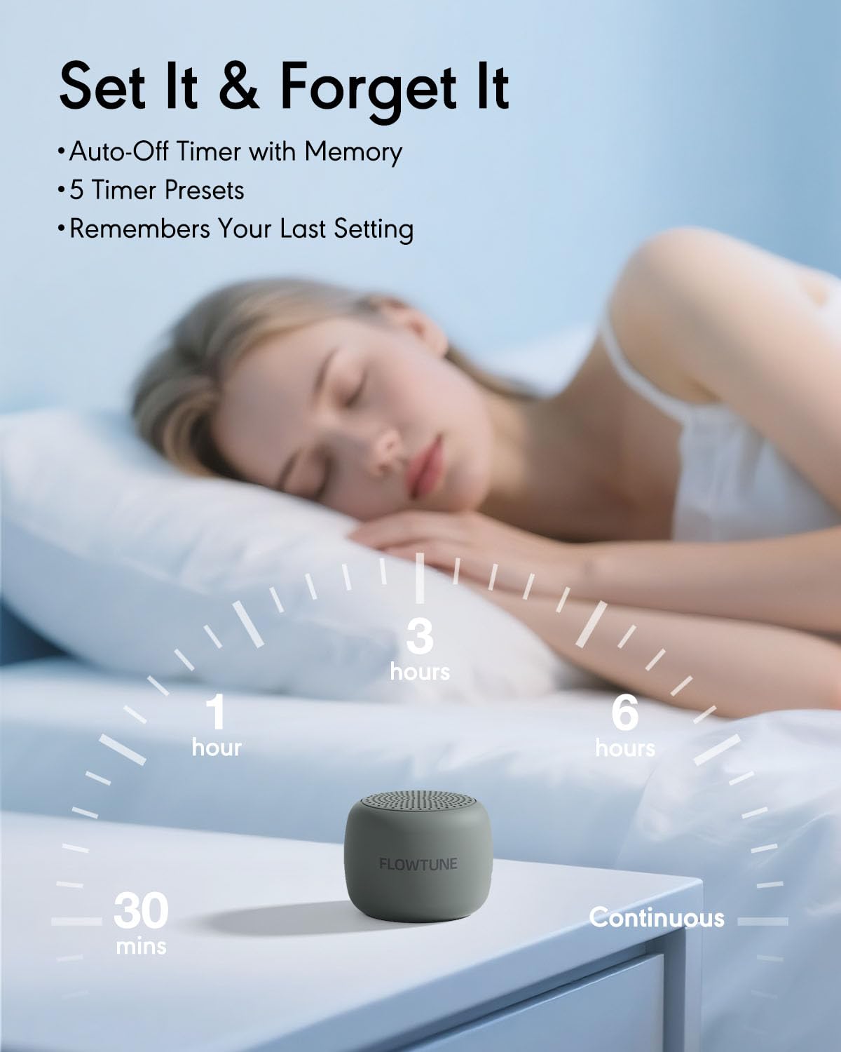 Sound Machine Flowtune White Noise Machine for Baby Adults, Mini Portable Sound Machine for Travel, 6H Timer, 18 Soothing Sleep