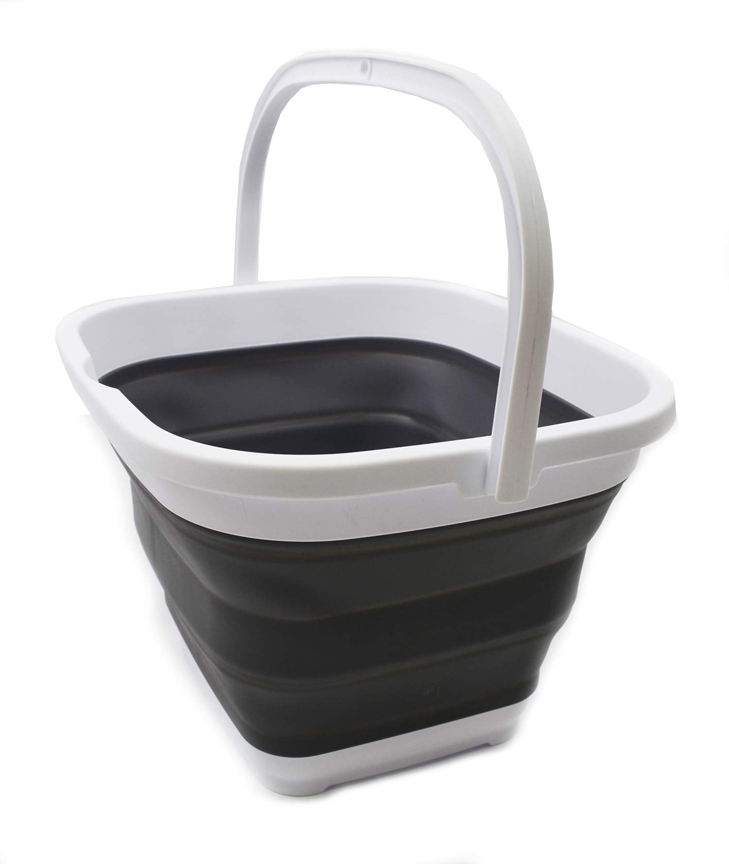 Sammart 11L (2.9 Gallon) Collapsible Rectangular Handy Basket/Bucket (1, White/Grey)