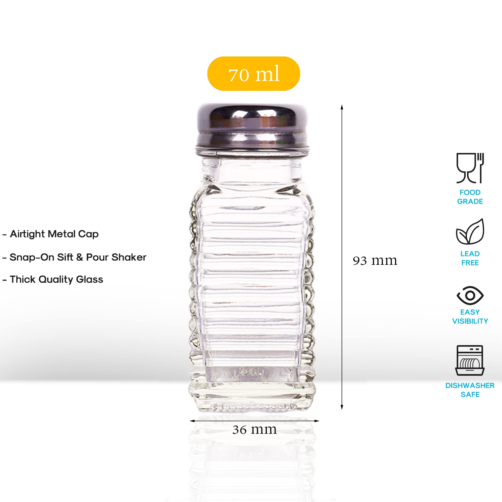 1St Choice Salt And Pepper Shakers With Stainless Tops Set Of 2 (Striped Rectangular Shakers)