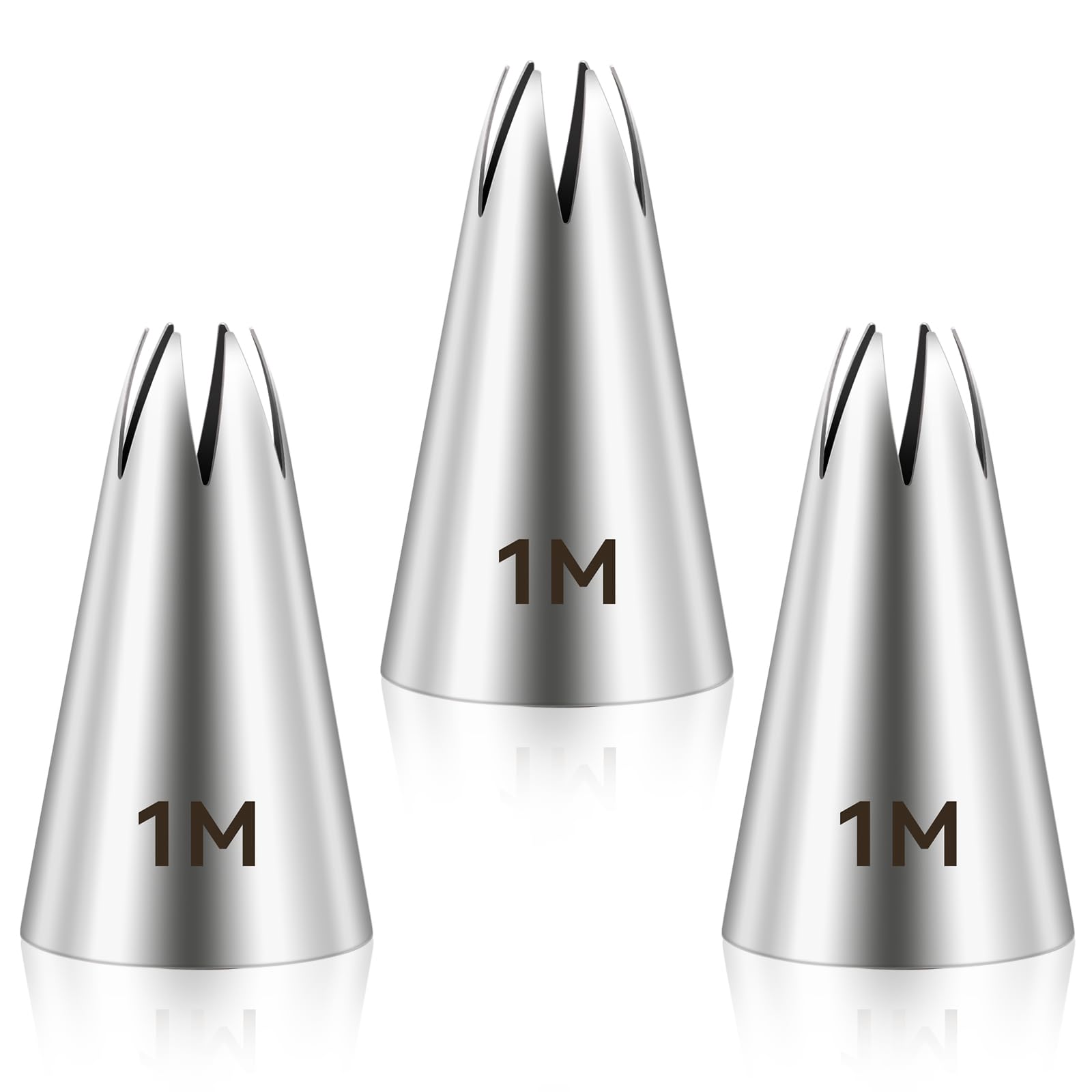 3Pcs 1M Cake Piping Tips, Cake Decorating Supplies Piping Tips, Piping Nozzles Decorating Tips, Baking Tools For Buttercream, Ic