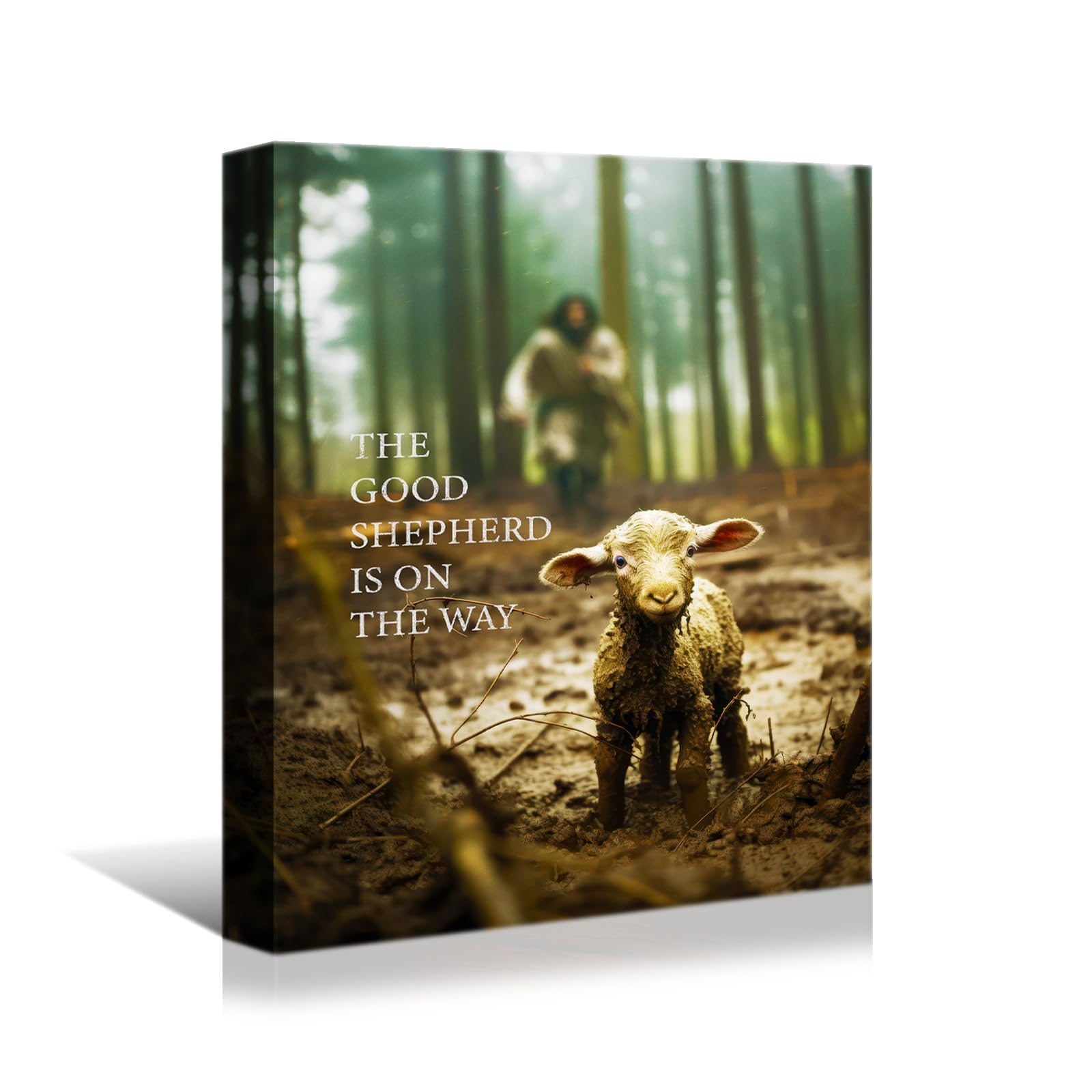 Yonica Jesus And Lamb Canvas Wall Art Jesus Running After Lost Lamb Picture Wall Art Canvas Print Christian Home Decor 18''X24''