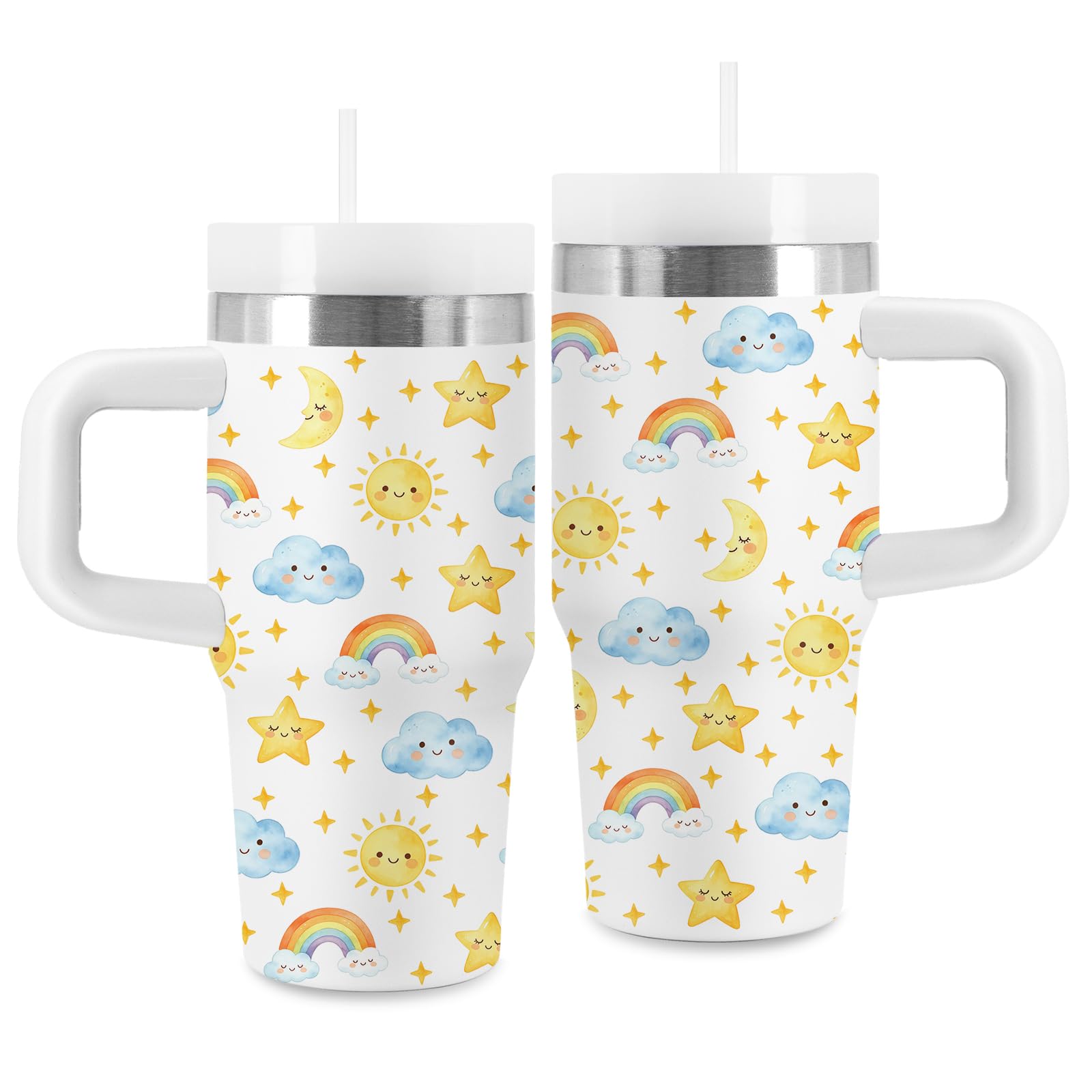 Roneenz Cute Cartoon Sky Gifts for Kids  14 oz Tumbler with Handle and Straw, Stainless Steel Insulated Sky Cup, BPA Free Tumbl