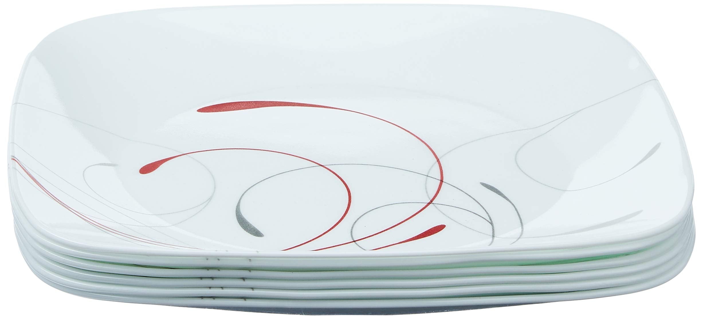Corelle Vitrelle 6-Piece Salad Plate Set, Triple Layer Glass And Chip Resistant, Lightweight Square 10-1/4-Inch Plates Set, Sple