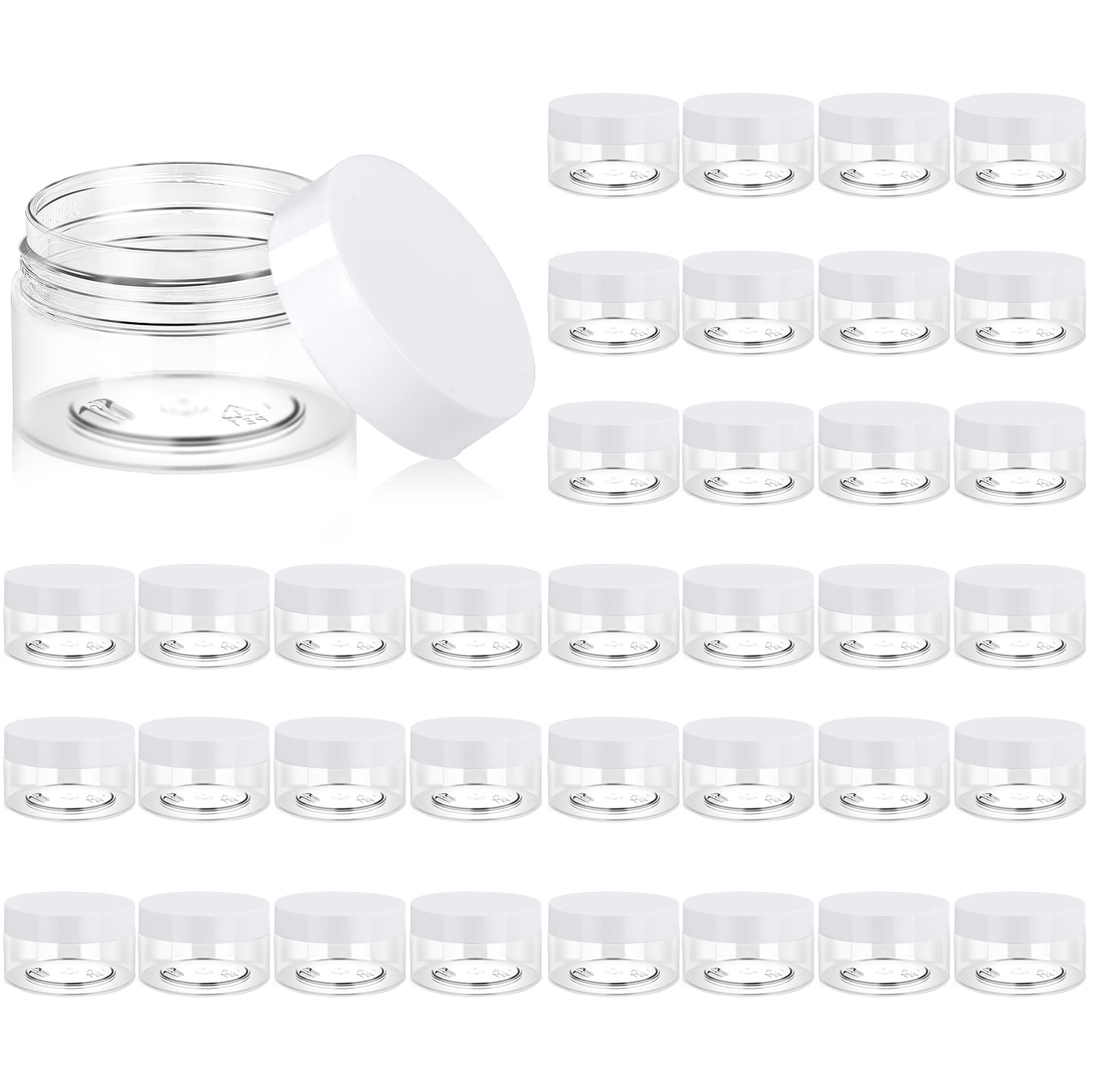 36 Pack 1 Oz Plastic Jars Round Clear Cosmetic Container Jars With White Lids, Eternal Moment Plastic Slime Jars For Lotion, Cre