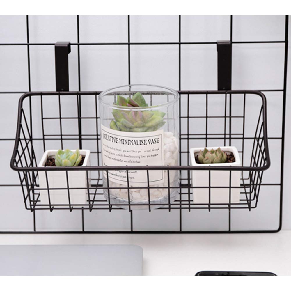 LeleCAT Grid Storage Basket, Iron Hanging Organizer, 2 Pack, Black, Model 2510X2H, Over the Cabinet Door, Versatile Storage Solution