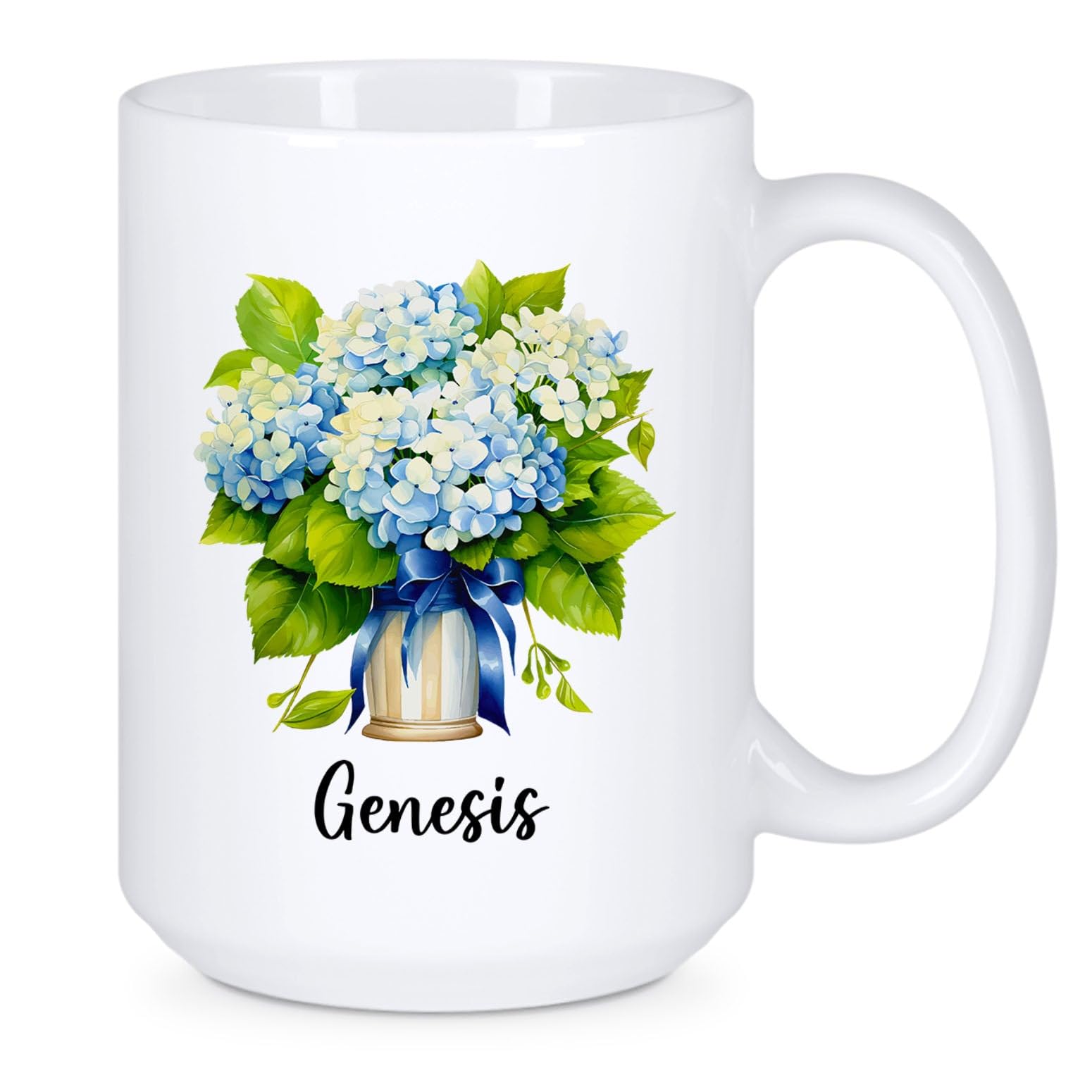 Coffee Cup Gifts for Hydrangea Lovers, Personalized Hydrangea Mug with Name, Customized Watercolor Flowers Ceramic Mug Present,