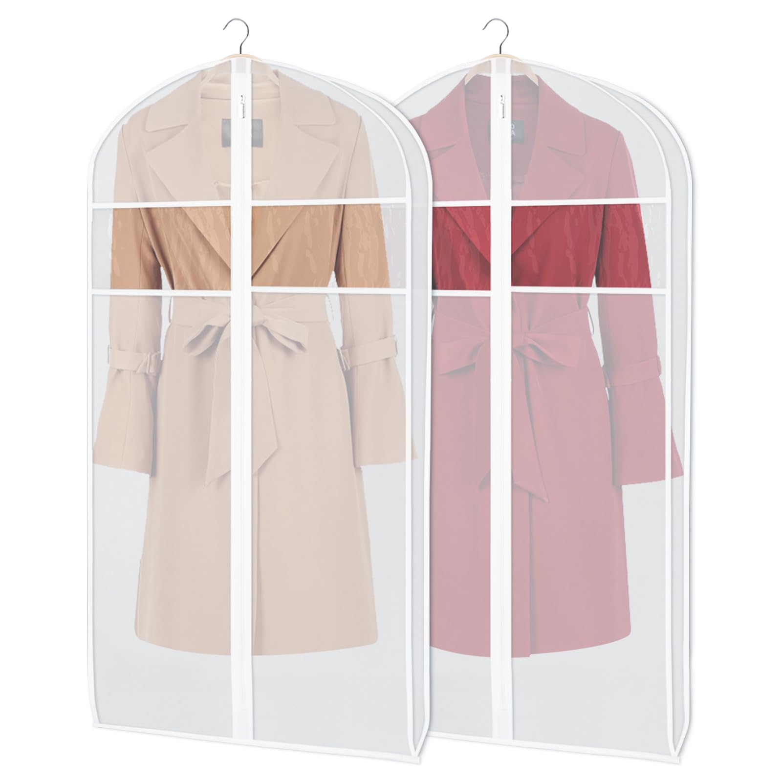 Zilink Clear Suit Coat Bags For Storage 50-Inch Dress Bags For Hanging Clothes With 3'' Gusset Suit Cover Bag For Suit, Coat, Dr