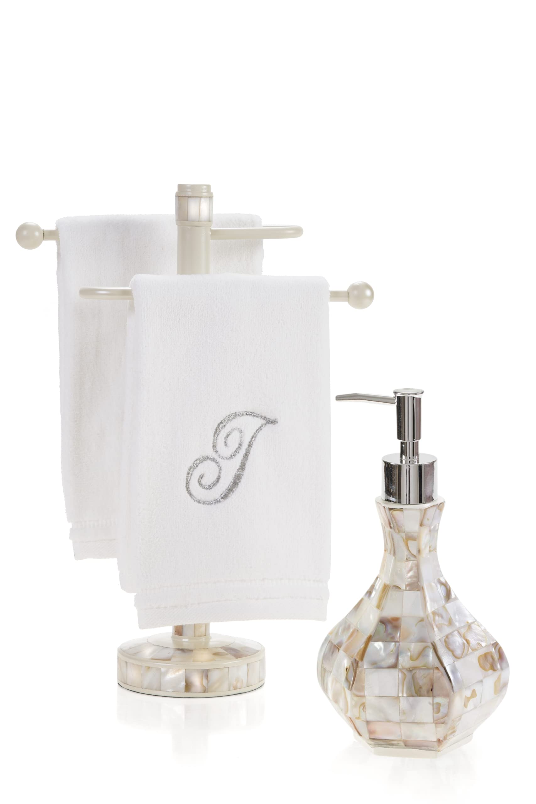 Milano Hand Soap Dispenser For Bathroom, Decorative Countertop Lotion Dispenser Finished In Beautiful Mother Of Pearl, With Dura