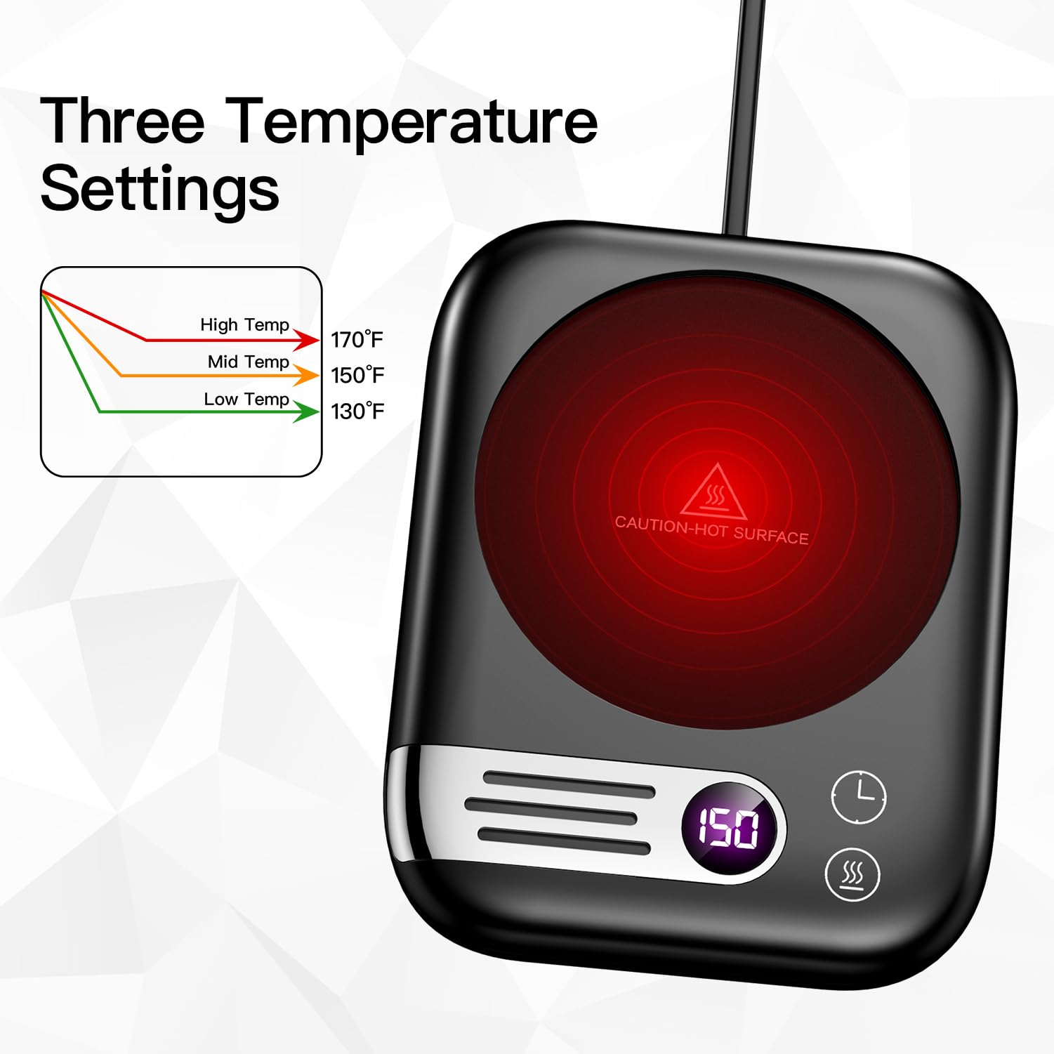 Coffee Mug Warmers For Desk With 3 Temperature Settings, Aluminum Alloy Rapidly Heats Up Auto Shut Off Mug Warmers Plate For Hea