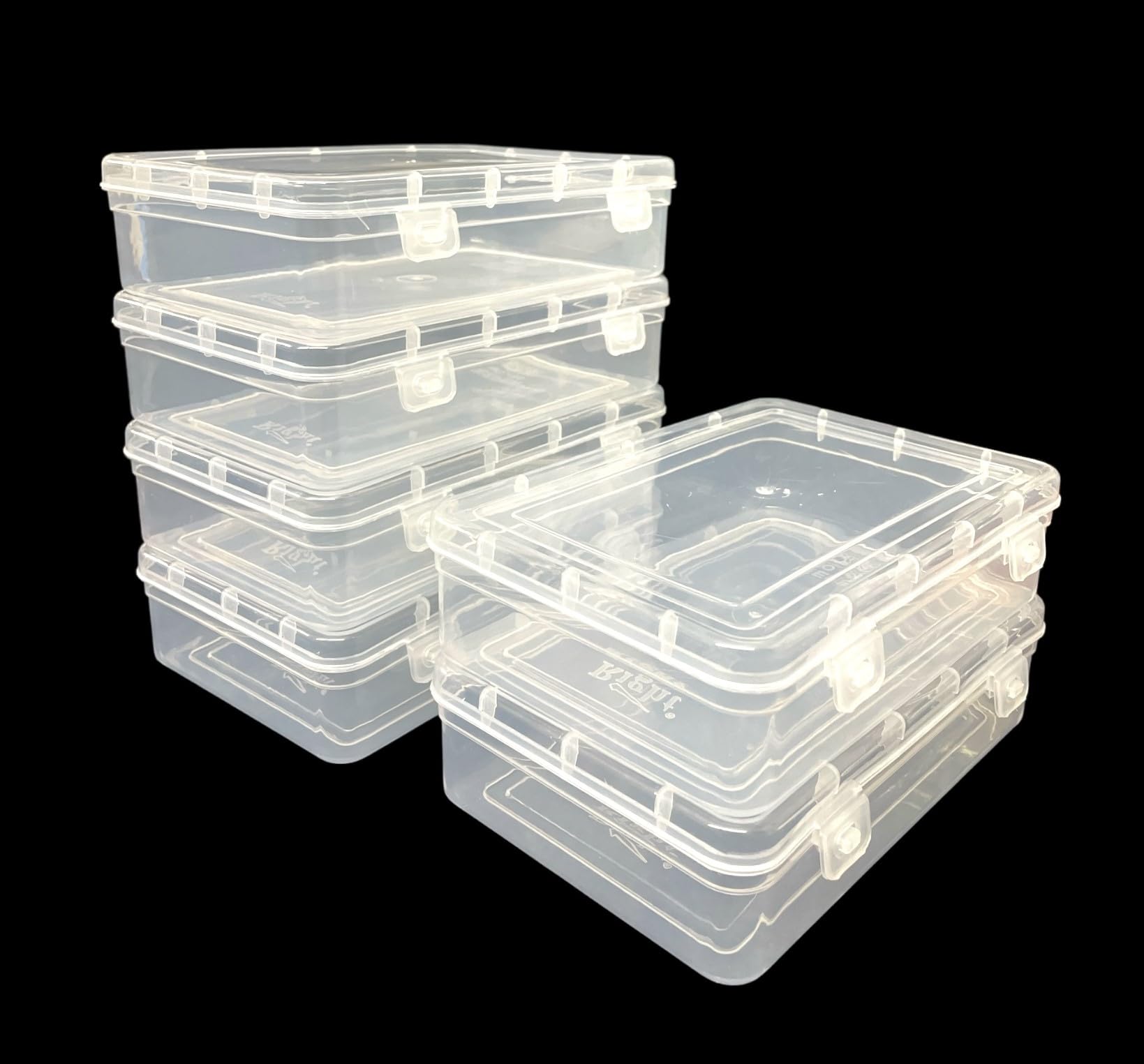 Urbaa Plastic Small Storage Boxes Container With Lock Lid (Size No.  55) (Clear, 19.5 X 13 X 5 Cm)  Set Of 6 Boxes, Rectangula