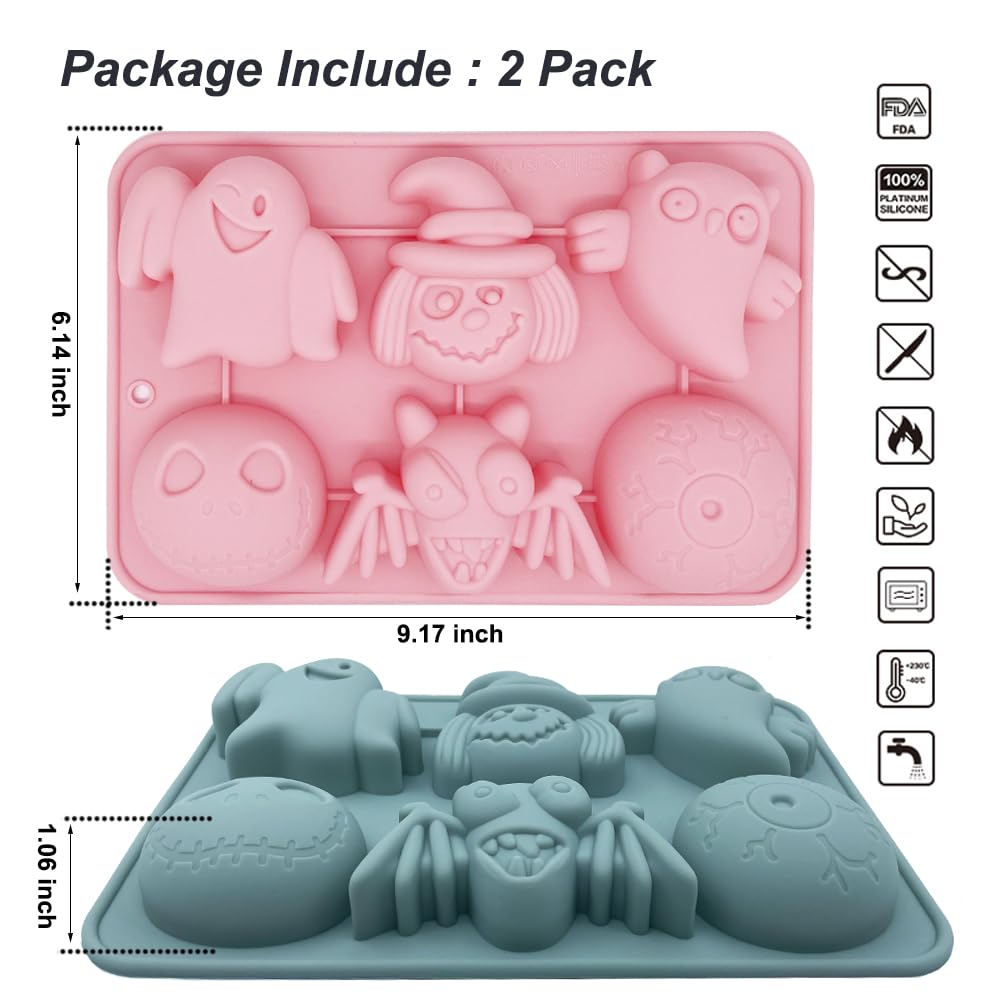 Cartoon Spooky Silicone Molds, 2 Pack Halloween Themed Elf Molds For Aromatherapy Candles Chocolate Pudding Dessert Jelly Handma
