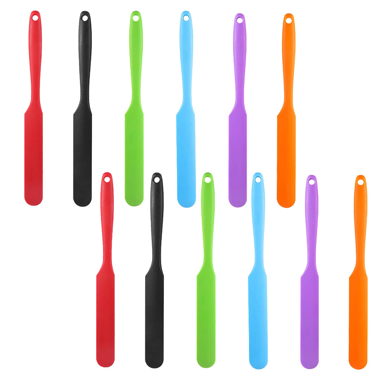 12PCS Silicone Jar Spatulas, Sourdough Stirring Scraper with Long Handle