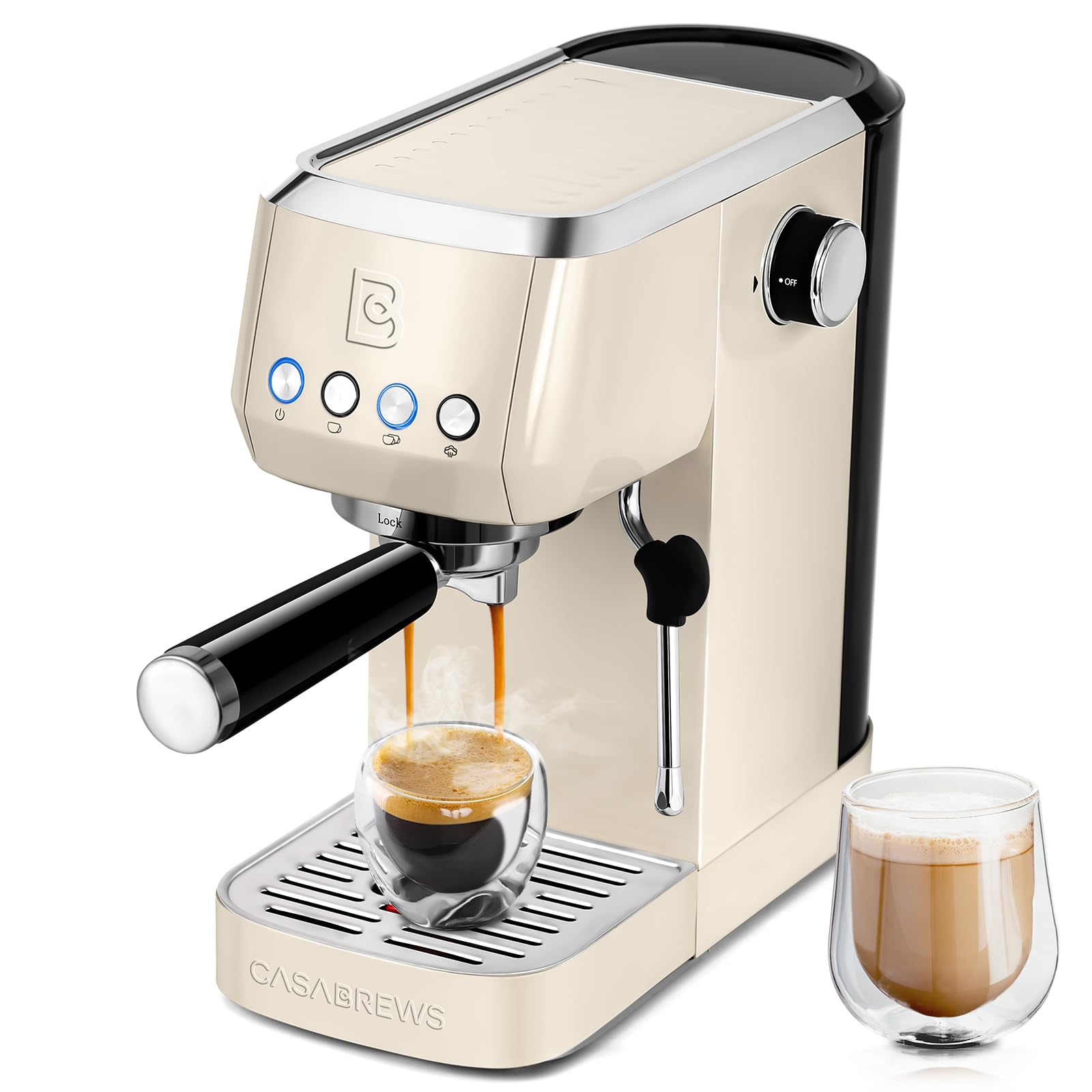 Casabrews Espresso Machine 20 Bar, Stainless Steel Coffee Maker With Steam Milk Frother, Espresso Coffee Machine Cappuccino Latt
