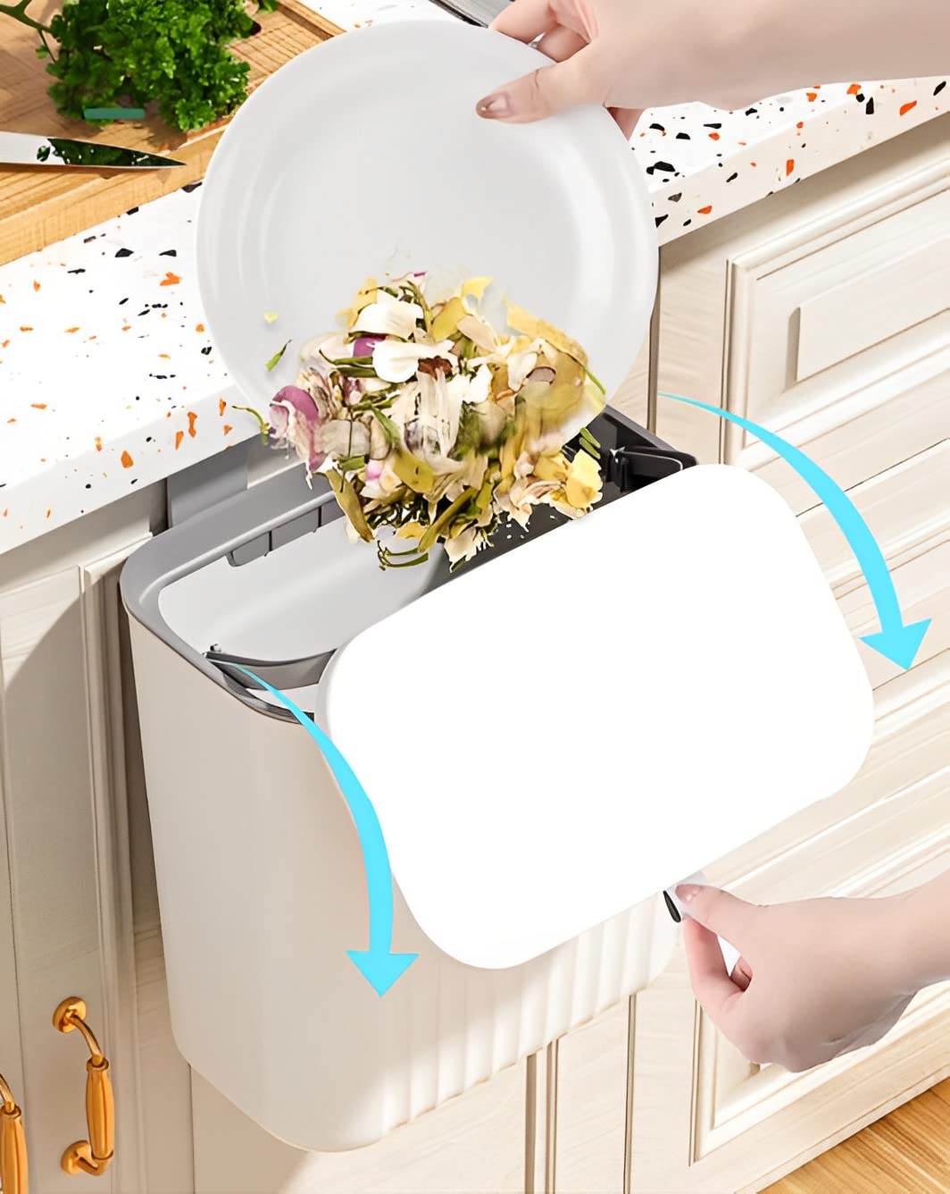 Sooyee 3 Pack 12L/3.2 Gal Kitchen Compost Bin For Countertop Or Under Sink, Hanging Small Trash Can With Lid For Cupboard/Bathro