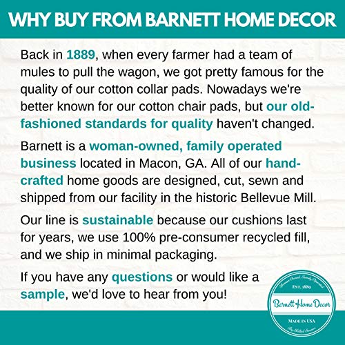 Barnett Home Decor Ticking Stripe Blue Dining Chair Pad With Ties - 15 X 17 Size Standard Chair Cushion - Latex Foam Fill - Mach