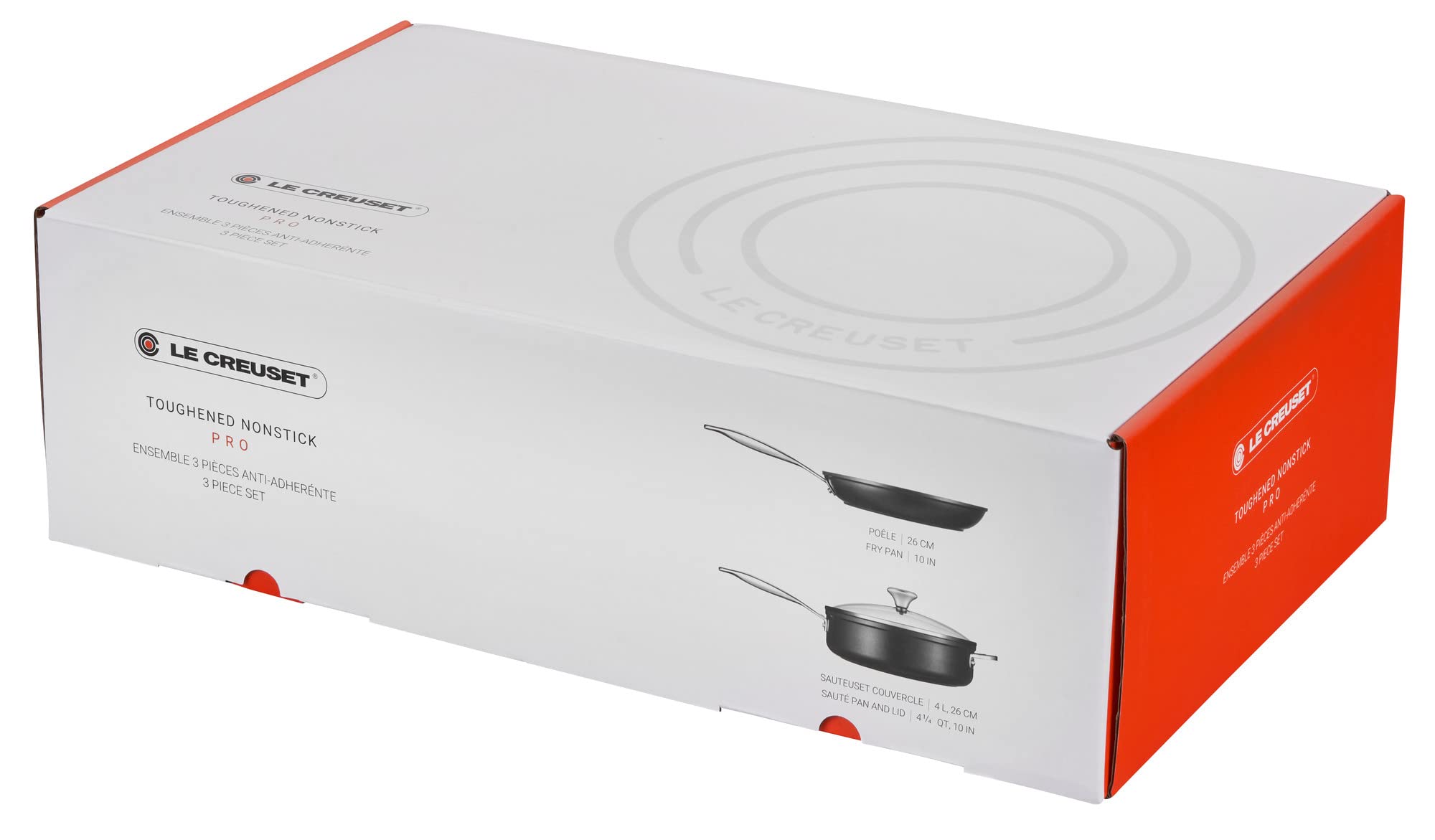 Le Creuset Toughened Nonstick PRO Cookware Set, 3 pc. (10'' Fry Pan, 4.25 qt. Saute Pan with Lid),Gray