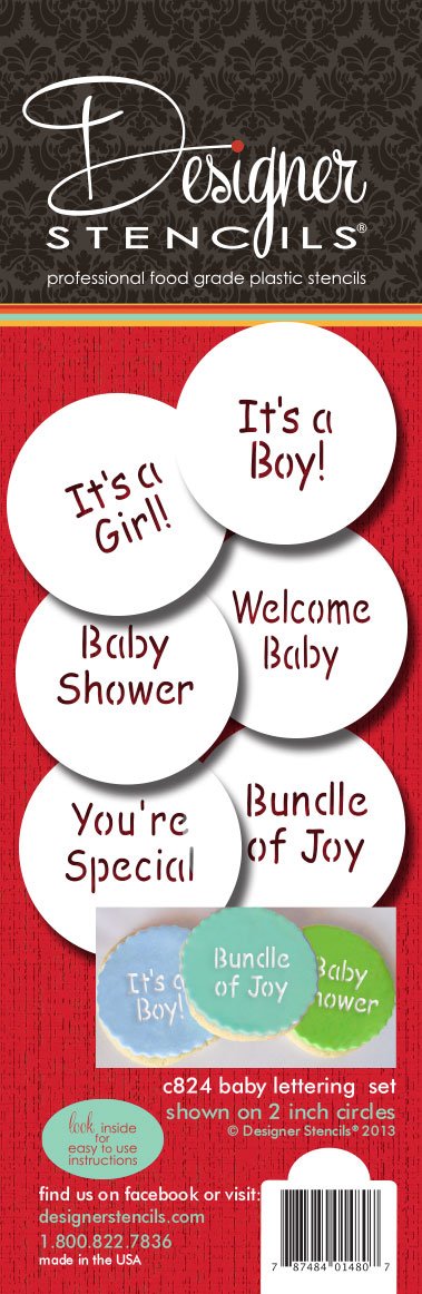 Designer Stencils Baby Lettering Cookie Stencil Set, ( It'S A Girl - It'S A Boy - Baby Shower - Bundle Of Joy - You'Re Special -
