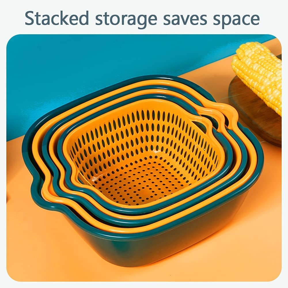 Vegetable Washing Baskets In The Kitchen Fruit Baskets Multi-Layer Stackable Vegetable Sinks, Strainer And Washing Fruits And Ve