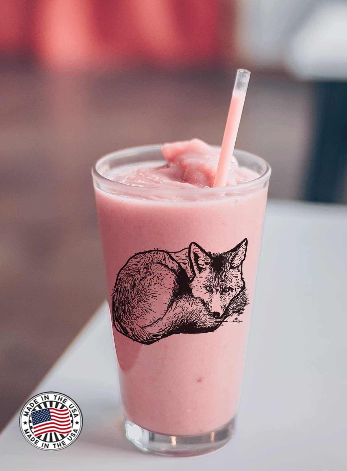 Corkology Pint Glass Red Fox, Clear