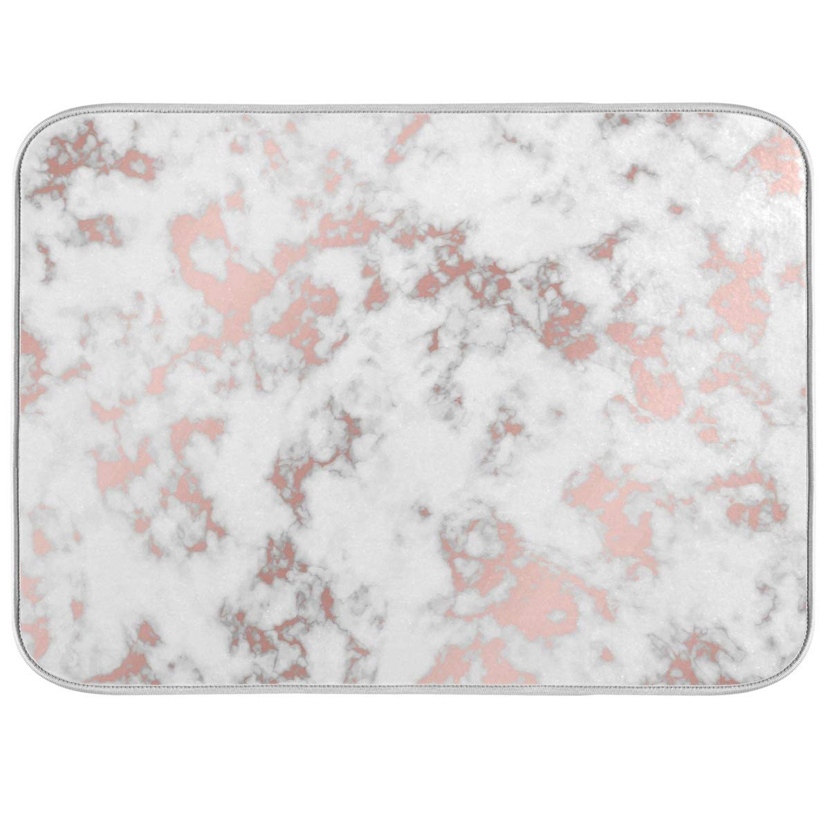 Rose Pink Marble Dish Drying Mat 16X18 For Kitchen Modern Pattern Floral White Grey Marble Dishes Pad Dish Drainer Rack Mats Abs