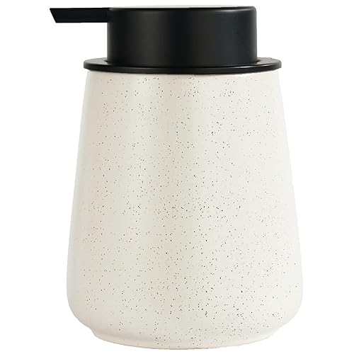 12Oz Ceramic Liquid Soap Dispenser - Modern Lotion Hand Soap Dispenser with Easy-to-Press Black Pump  Reusable and Refillable Dish Soap Dispenser for Bathroom & Kitchen  Speckled Matte Beige