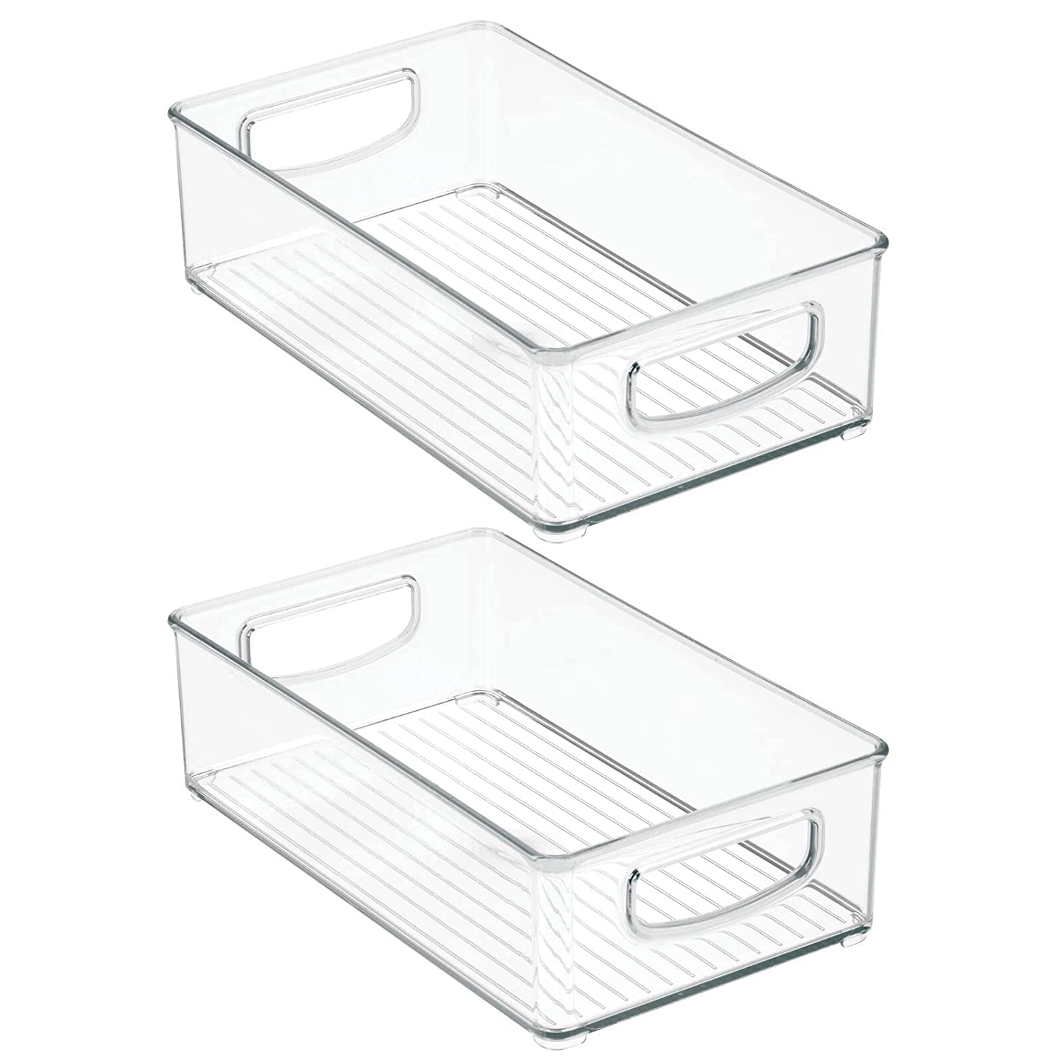 Inkulture Stackable Acrylic Fridge Organizer Sturdy Pantry And Refrigerator Storage Containers Bins With Handles | Large | Pack 