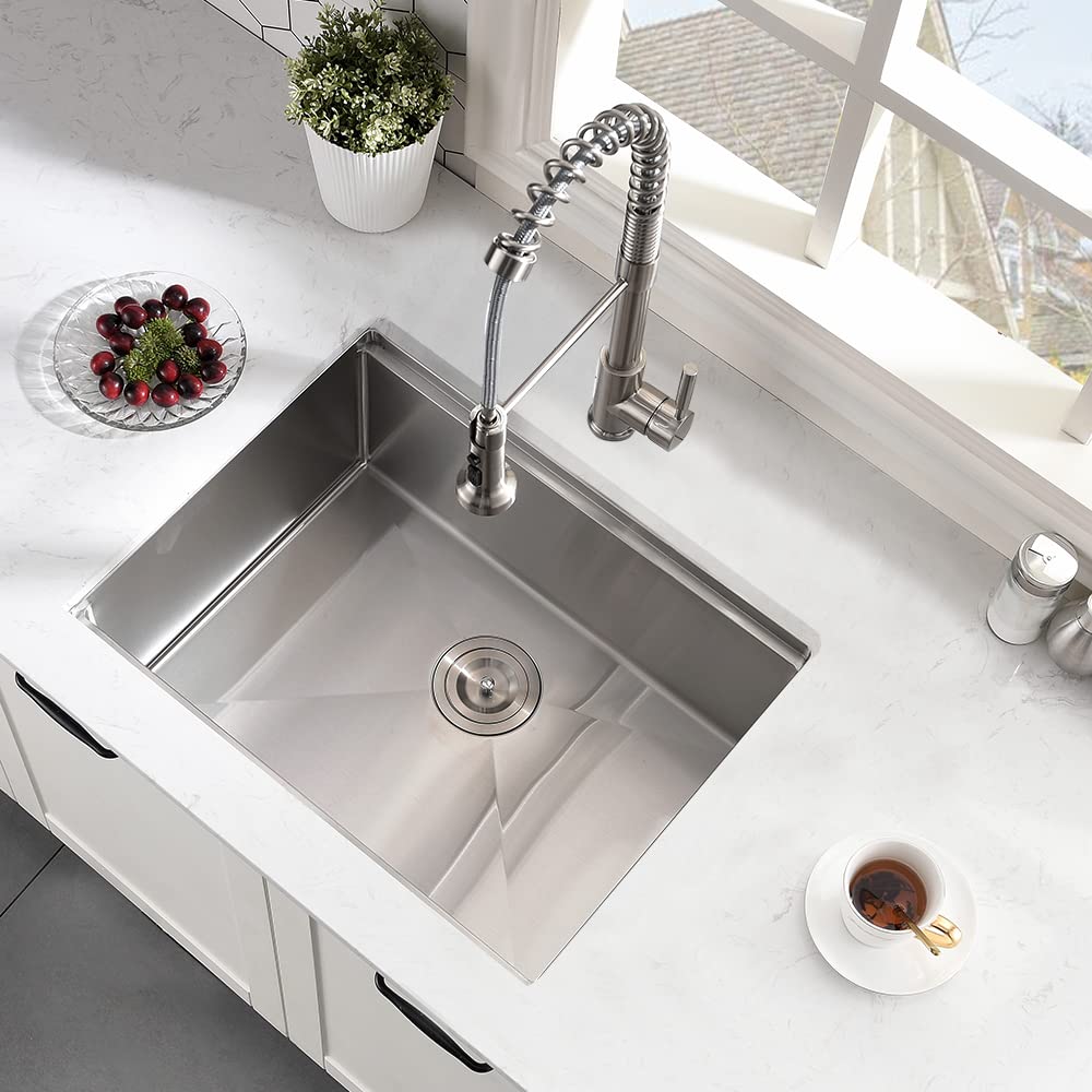 24 Inch Undermount Kitchen Sink, Boomhoze 24 X 19 Inch Stainless Steel Undermount Workstation Sink 16 Gauge Single Bowl Kitchen
