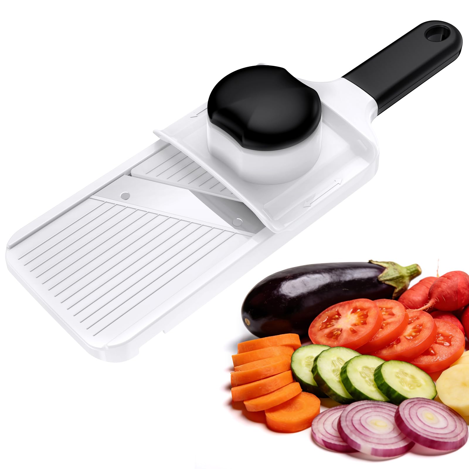 Ibergrif M526 Mandolin Slicer Hand Tool Vegetable Slicer with 14mm Adjustable Cutting Thickness Stainless Steel Blades Leftover