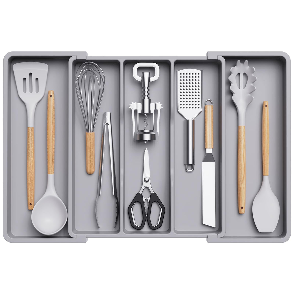 Lifewit Utensil Organizer For Kitchen Drawers, Expandable Cooking Utensil Tray, Adjustable Cutlery Silverware Flatware Holder, P