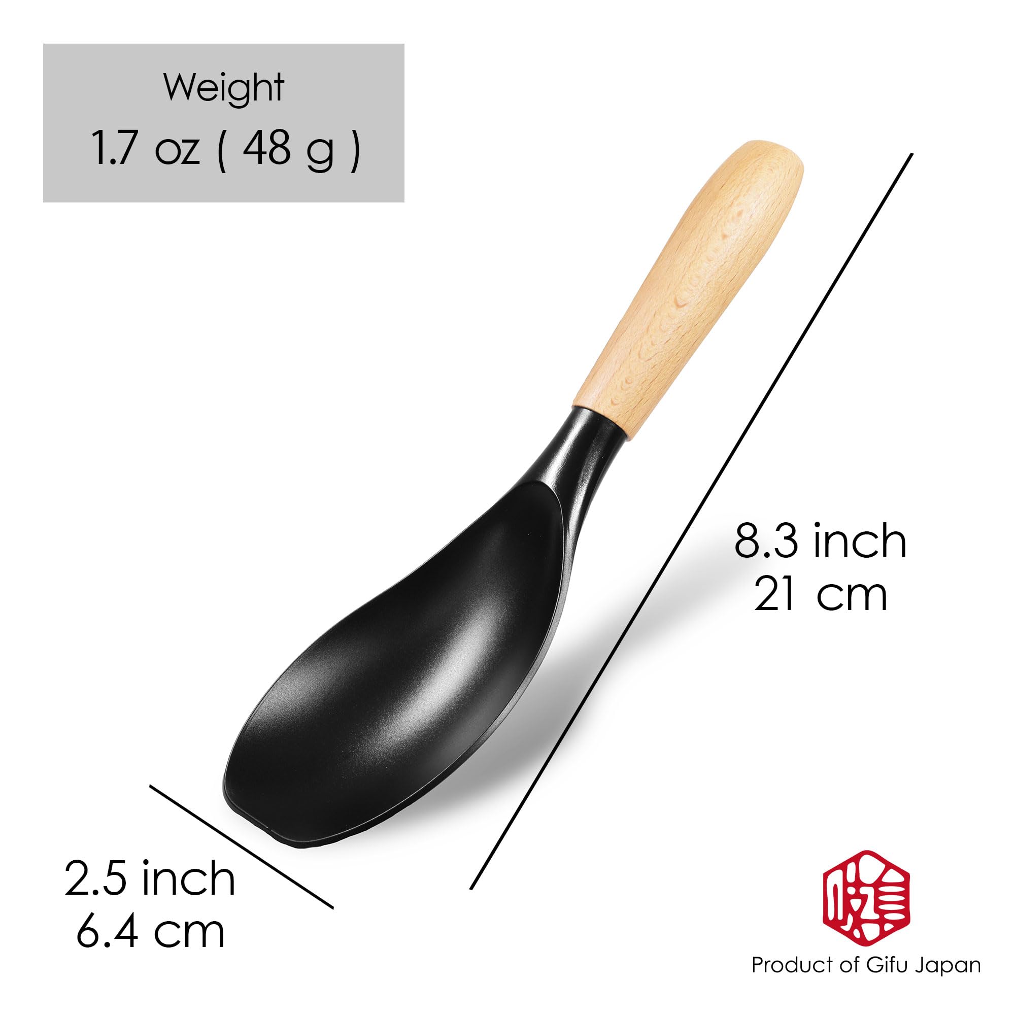 Seki Japan Stylish Kitchen Tool, Flexible Non Stick Heat Resistant Nylon Cooking Spoon, Wooden Handle Basting Spoon For Soup, Sa