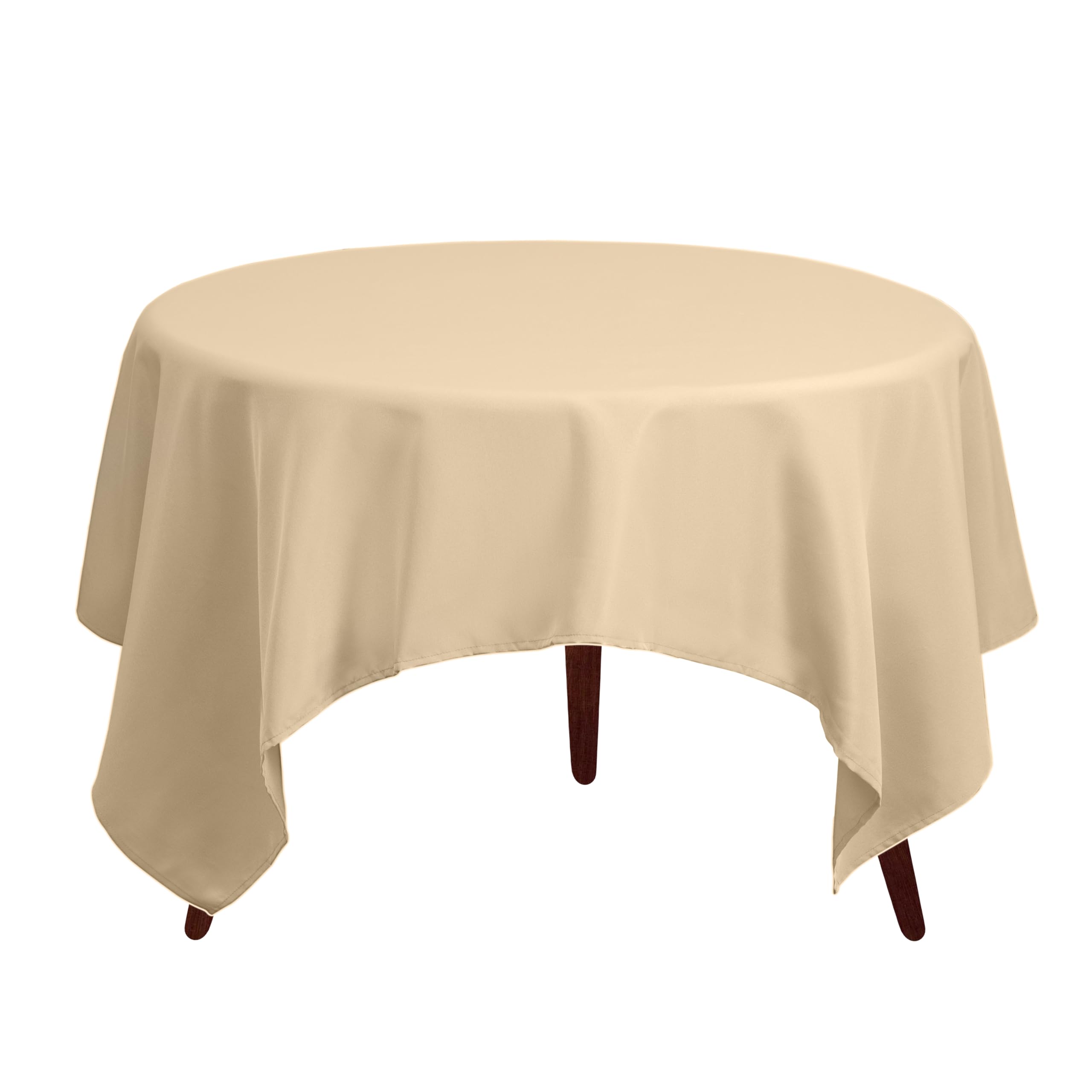 Gee Di Moda Square Tablecloth - 52 x 52 Inch Beige Table Cloth for Small Square or Round Tables - Heavy Duty Washable Fabric - f