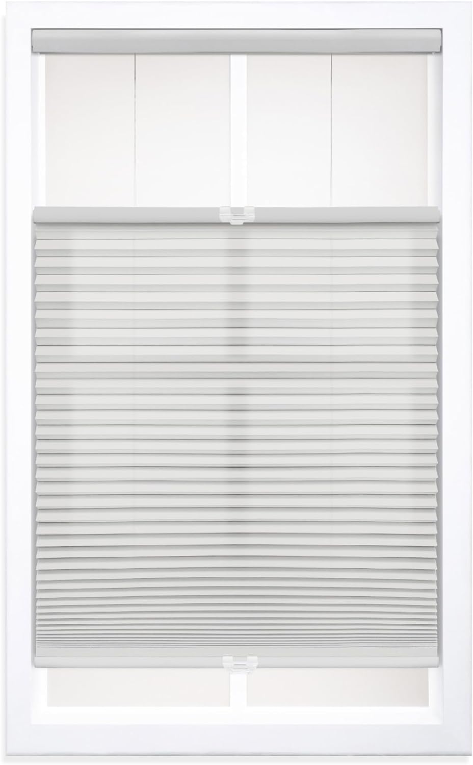 DEZ FURNISHINGS Cordless 1.5 Light Filtering Top Down Bottom Up Cellular Shade, 57 W x 54 H, Gray Cloud