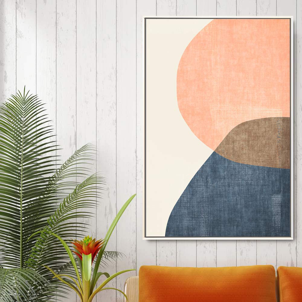 Idea4Wall Framed Canvas Print Wall Art Faded Texture Green Banana Leaf Geometric Shapes Illustrations Modern Art Chic Colorful F