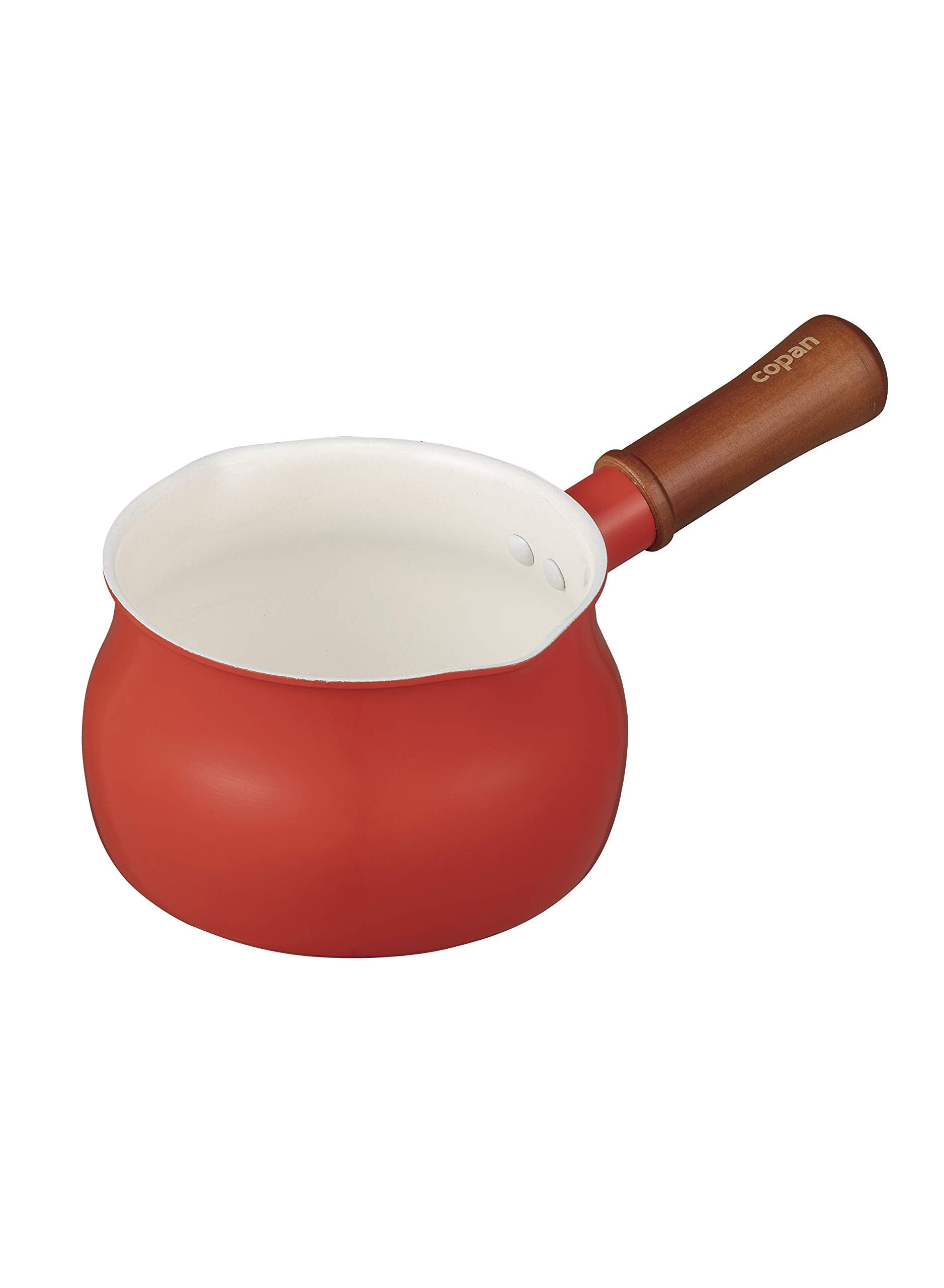 CBJAPAN Milk Pan, 5.1 inches (13 cm), Red, Induction Compatible, Single Handled Pot, Ceramic, Painting Processing