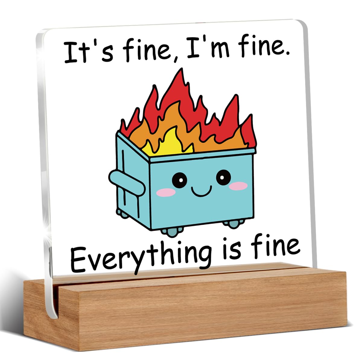 Dumpster Fire Desk Accessories Decor, Funny Office Decor for Women Men Coworkers, Its Fine Im Fine Everything is Fine, Cute Du