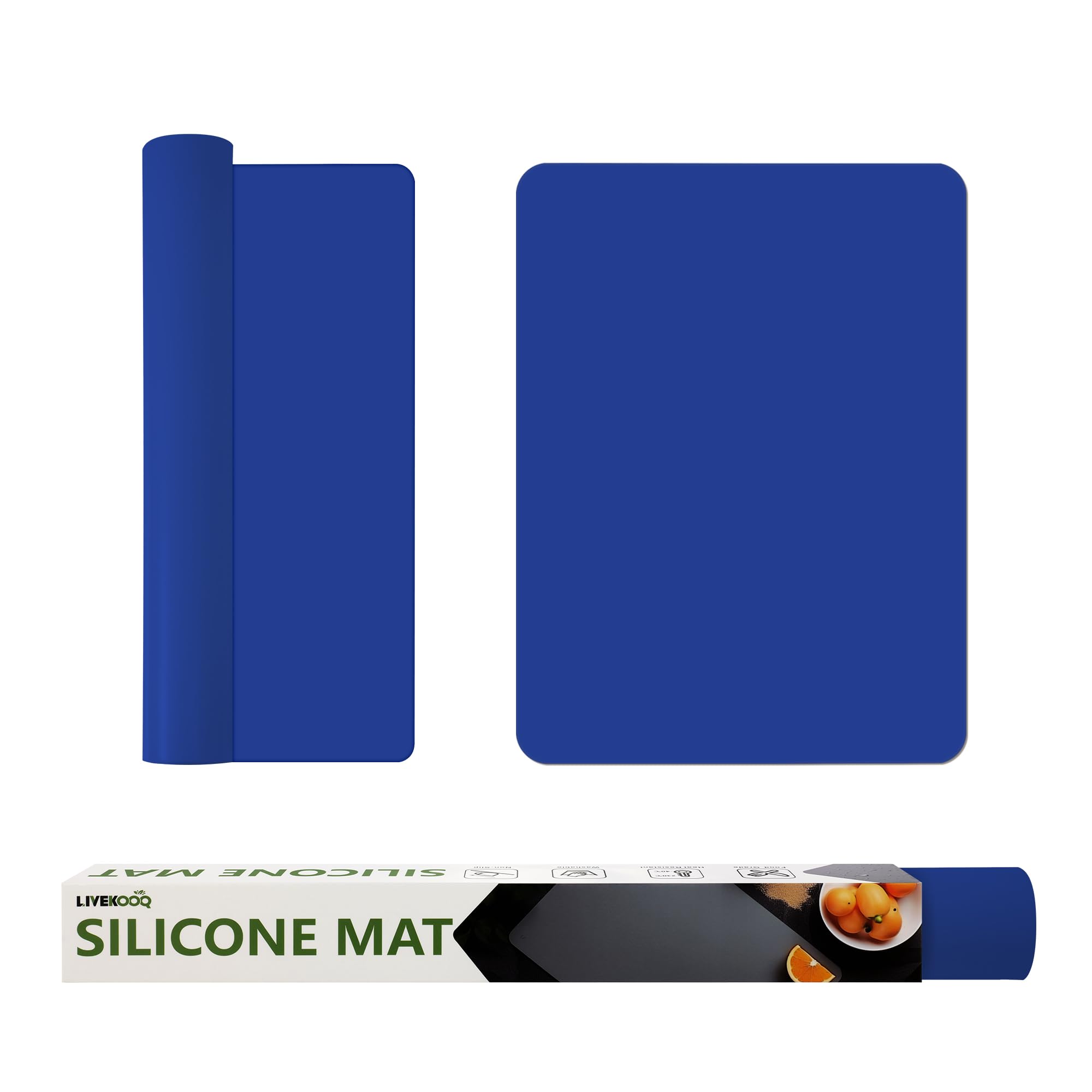 Silicone Mat for Kitchen Counter, Silicone Mat Trimable to Size (Classic blue, 15.711.8inch2pcs), BPAFree Silicone Placemat,