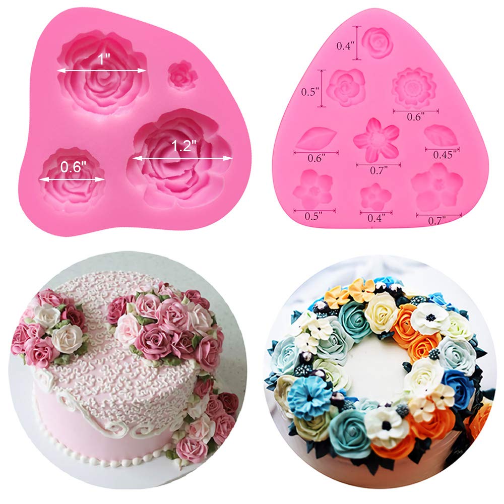 Unicorn Cupcake Topper Decoration Molds Set - Moldfun Unicorn Head, Horn, Ears And Rainbow Silicone Mould For Fondant Gum Paste
