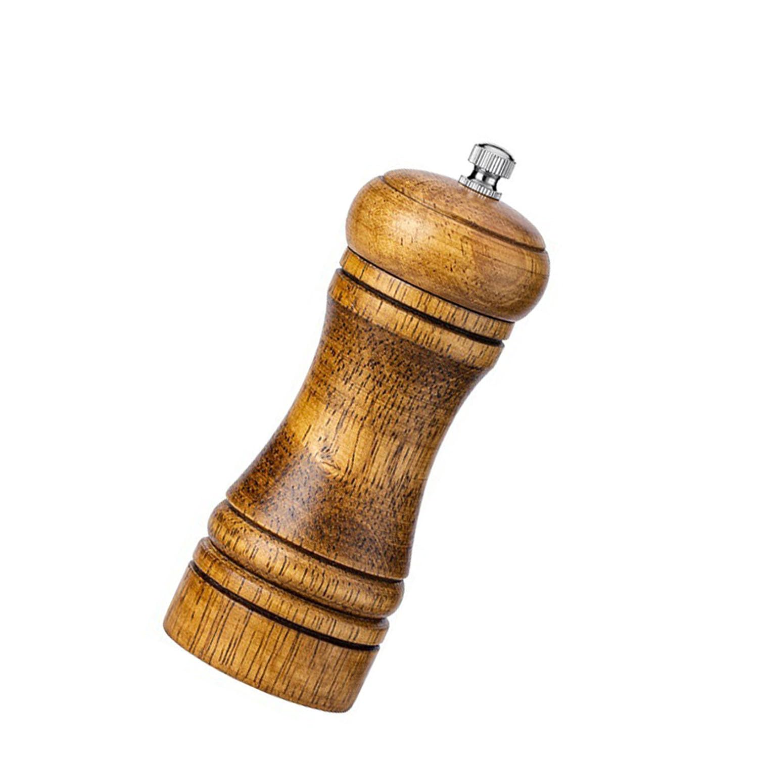 Pepper Grinder Salt Grinder Wooden Pepper Mill Grinder W/Adjustable Coarse, 5 Inch Tall Wood Refillable Manual Pepper Grinder Mi