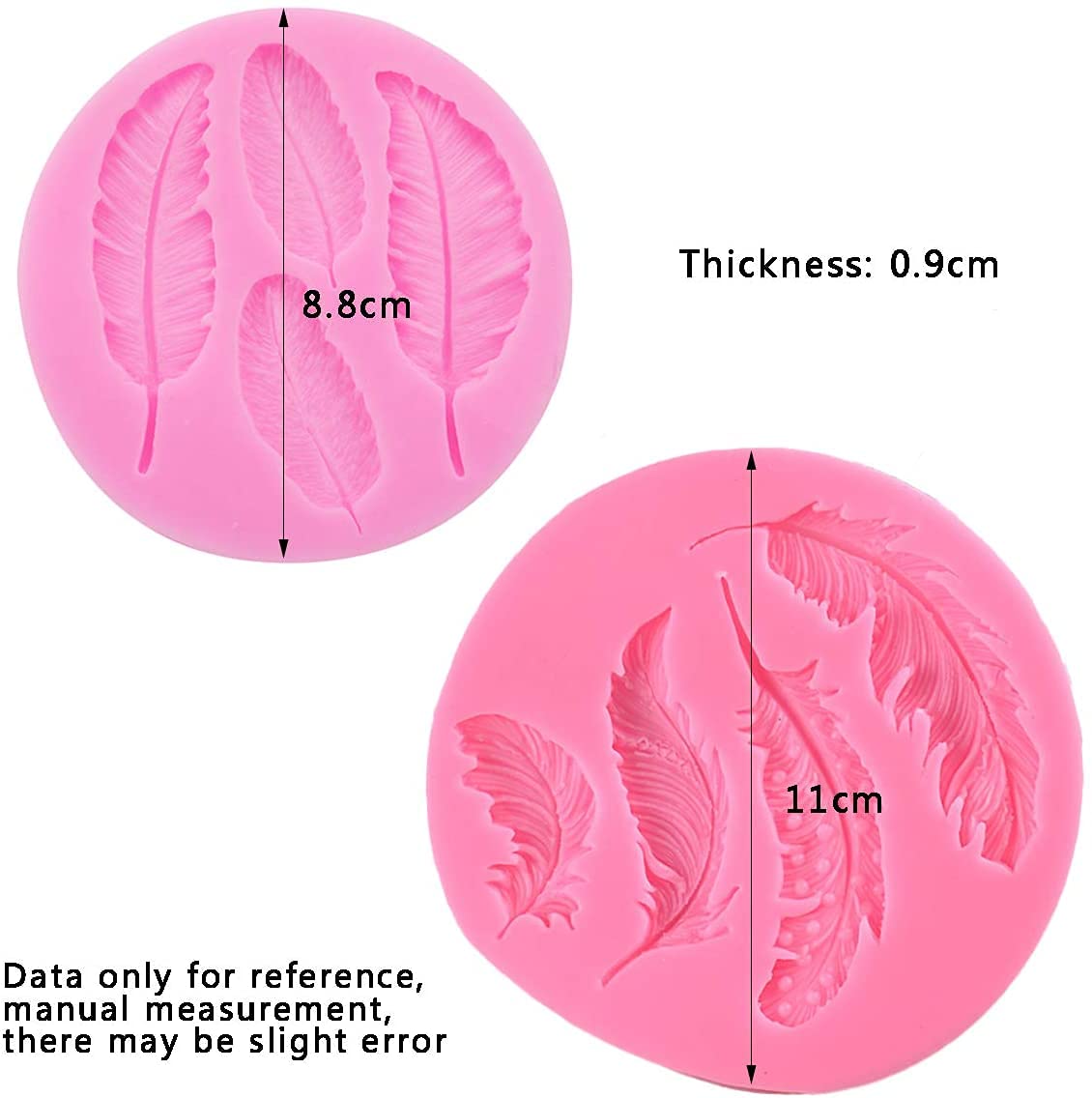 2 Pcs Feather Theme Silicone Molds Set For Diy Fondant Candy Making Chocolate Mold Lollipop Desserts Ice Cube Gum Clay Soap Bisc