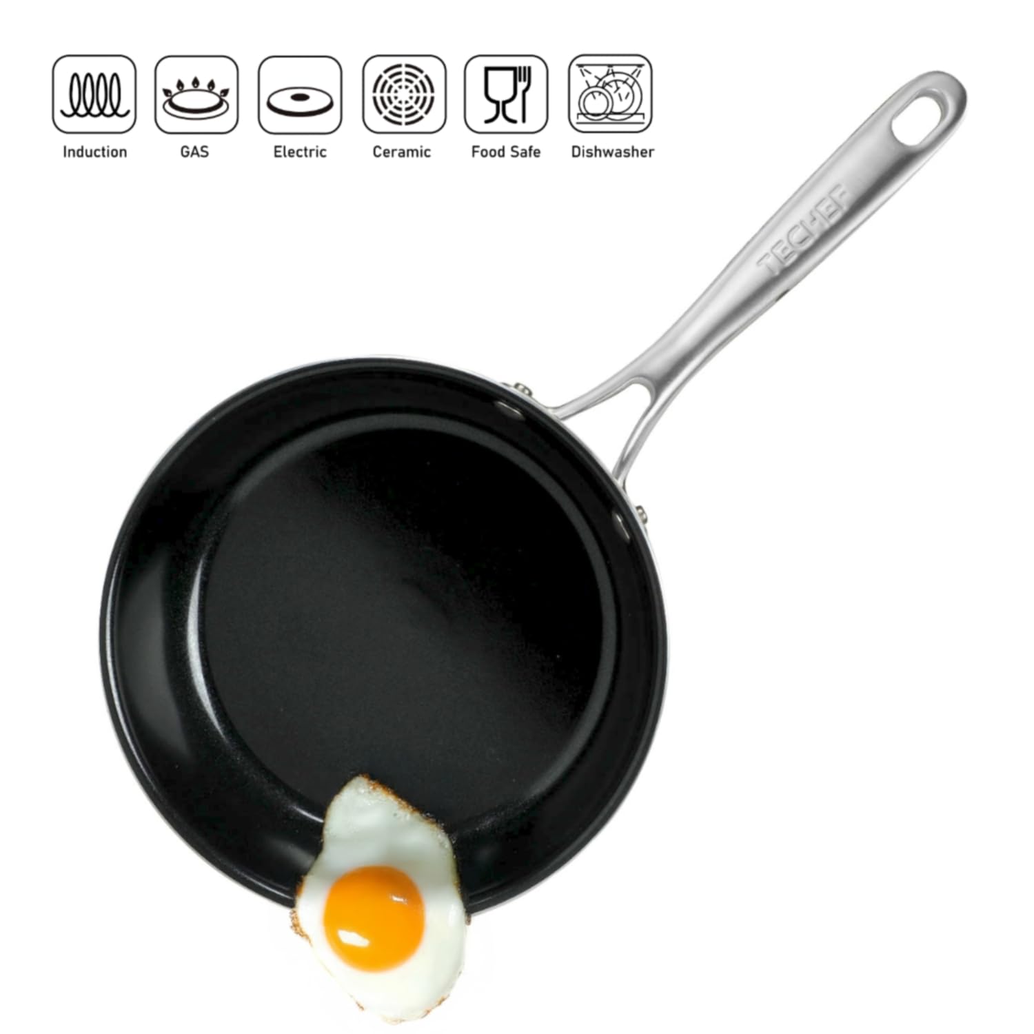 ValenCera Ceramic Nonstick Frying Pan Set, 8" & 12", Nontoxic Aluminum, White - Model VC2030