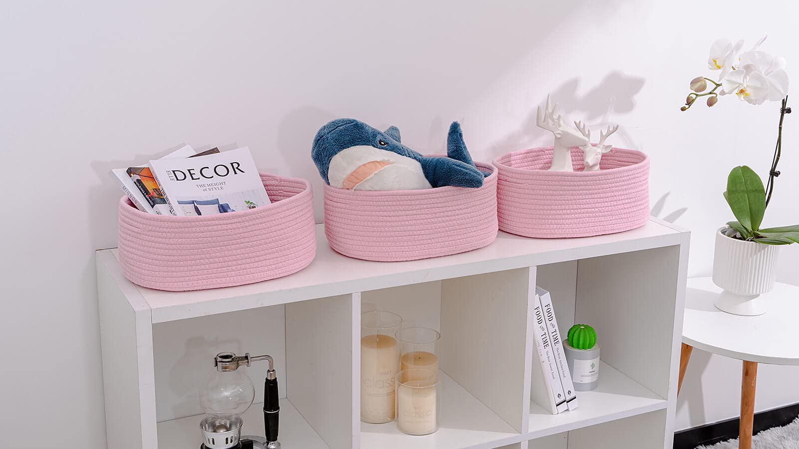 Kriitools Cute Baskets For Shelf Storage Small Woven Basket To Store And Organize Daily Items/Durable Rope Basket For Living Roo