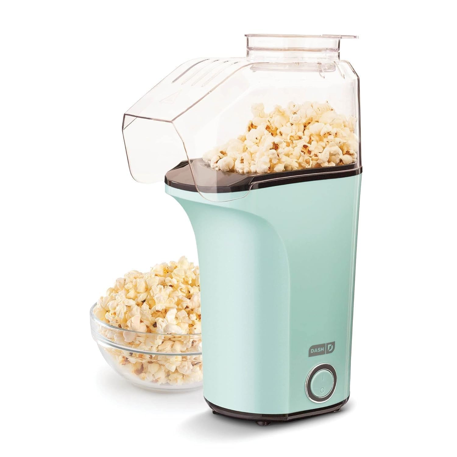 Dash Hot Air Popcorn Popper Maker With Measuring Cup To Portion Popping Corn Kernels + Melt Butter, 16 Cups - Aqua