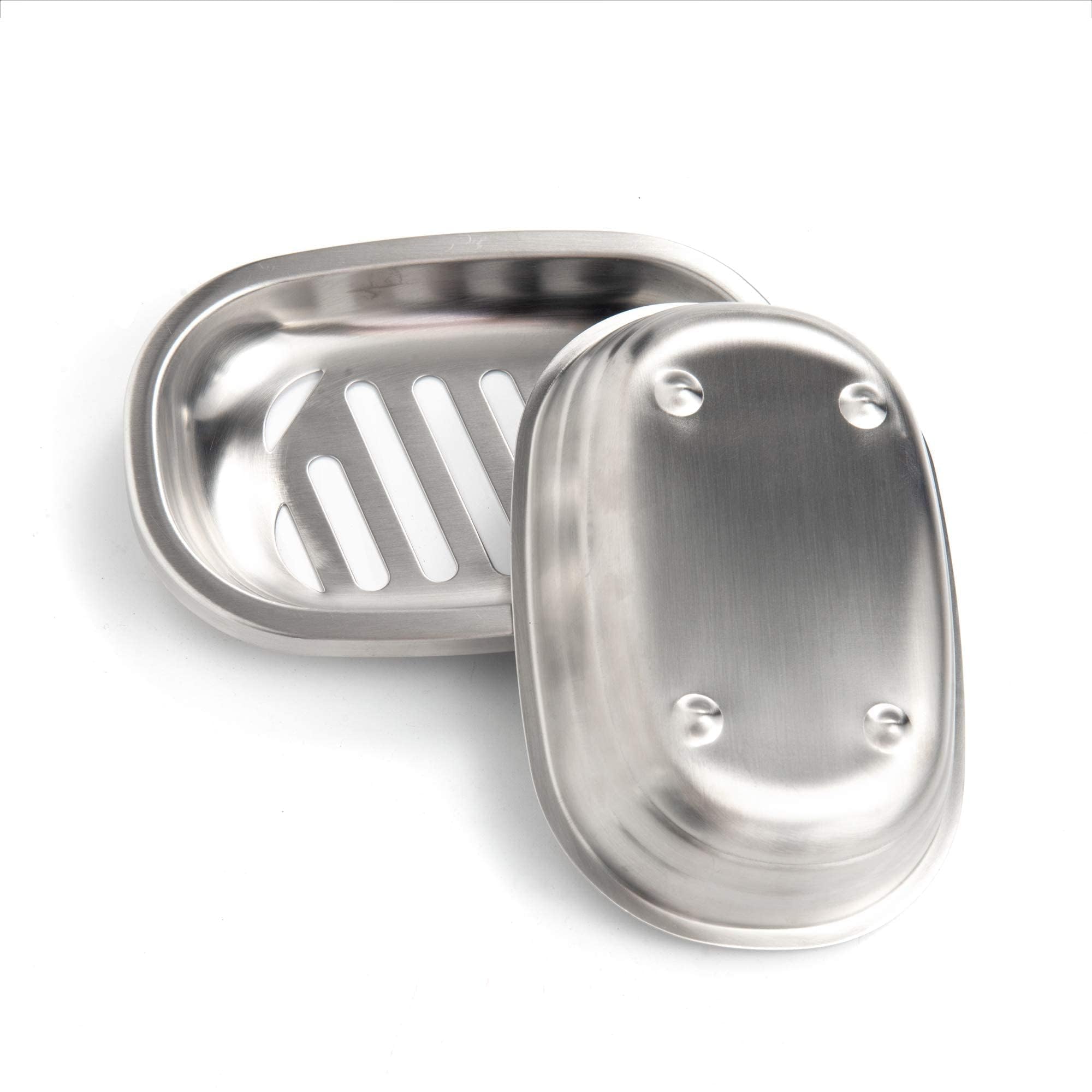 Imeea Silver Soap Dish Sus304 Stainless Steel Brushed Soap Dish With Drain Bathroom Soap Holder