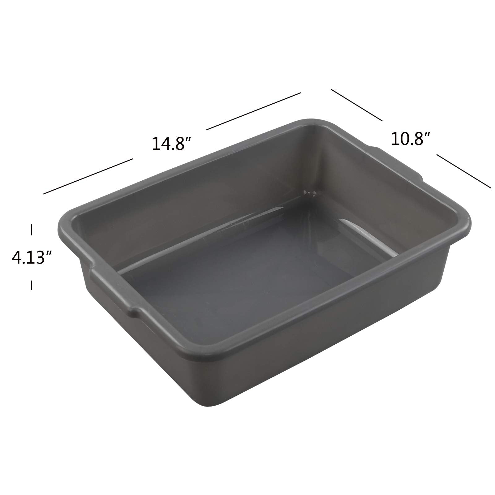 Cadineus 4 Packs 8 Liter Grey Commercial Bus Tub Box Tote Dishpan