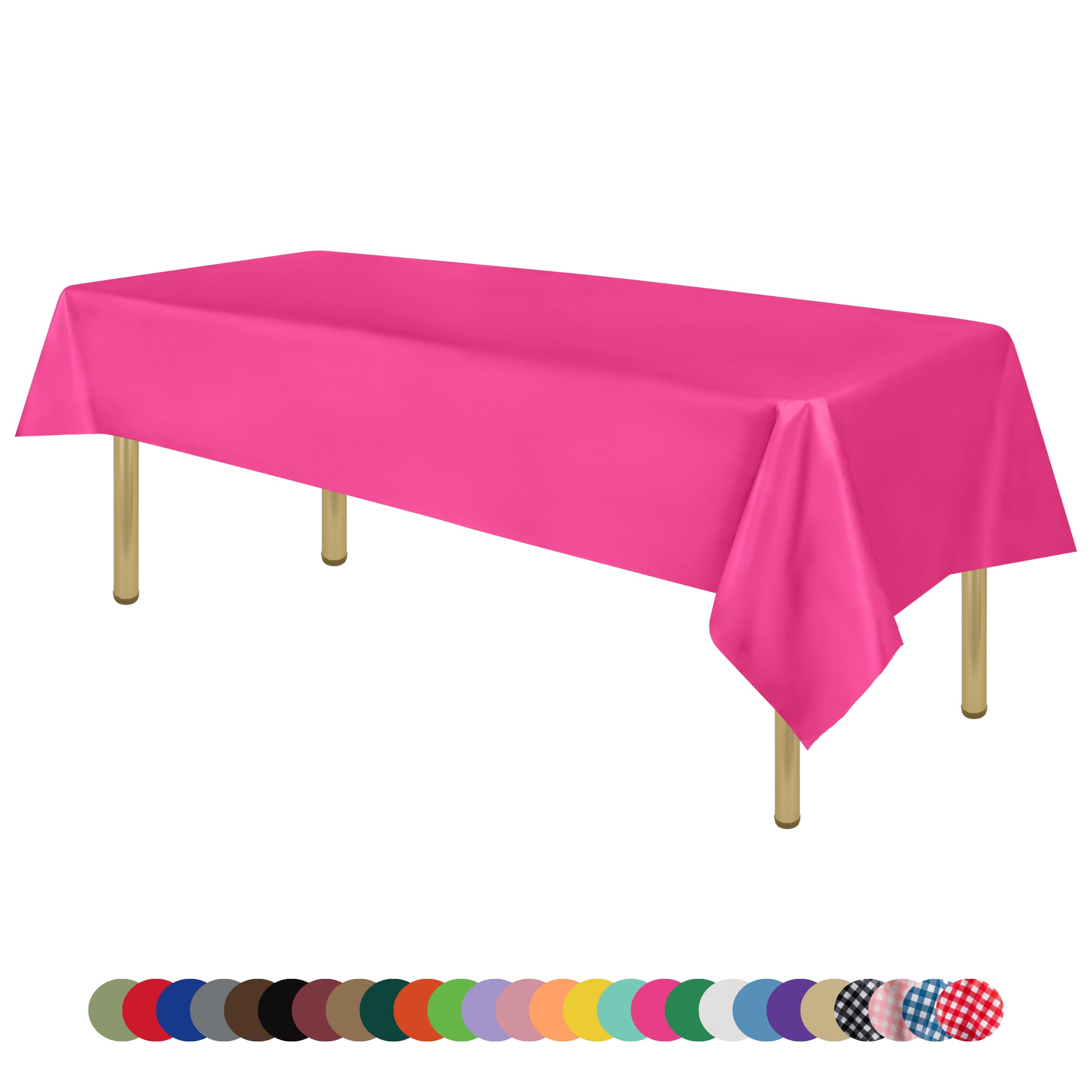 Zimpleware Premium Hot Pink Plastic Table Cloth Disposable (12 Pk) Plastic Tablecloths For Rectangle Tables (54In X 108In) Party