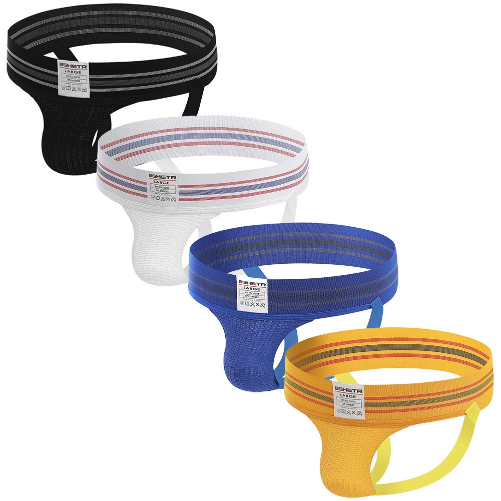 Bshetr Mens Athletic Supporters Jockstrap Active Underwear (4-Pack(Multipack), Xl:36-38,91Cm-96Cm)