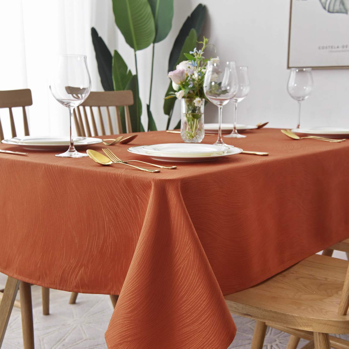 Maxmill Jacquard Tablecloth Swirl Design Spillproof Wrinkle Free Heavy Weight Table Cloth Halloween Decorative Fabric Tabletop F